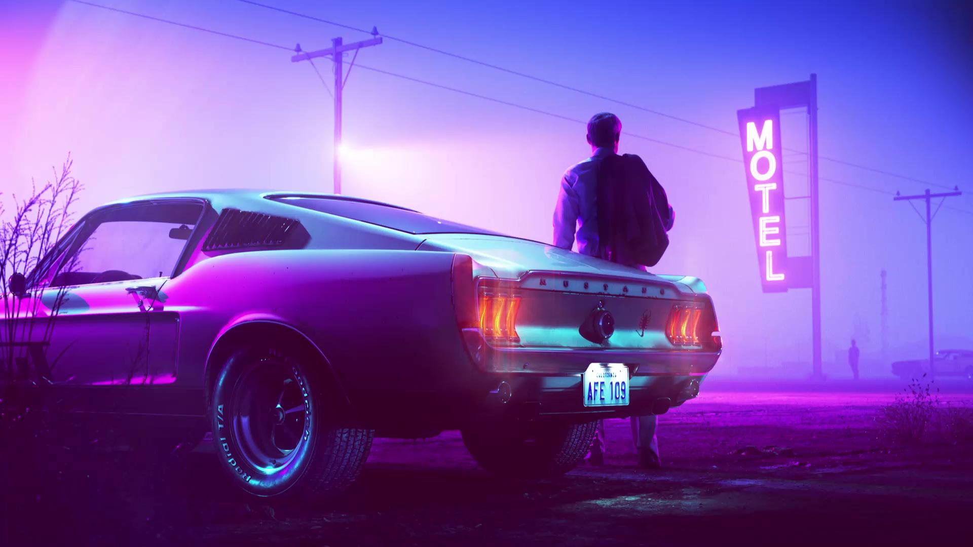 1920x1080 Mustang Neon Wallpaper