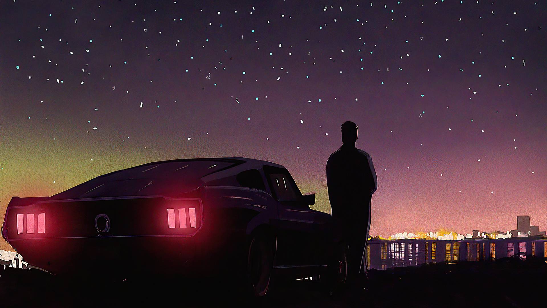 1920x1080 Retrowave Nights With Ford Mustang 4k Laptop Full HD 1080P HD 4k Wallpaper, Image, Background, Photo and Picture