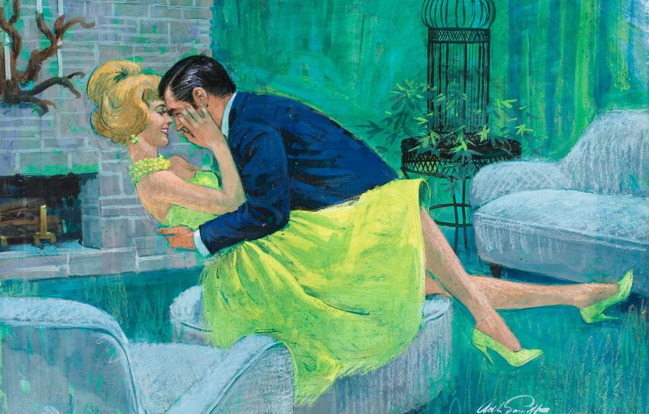 1332x850 Wallpaper figure, picture, artist, painting, Arthur Saron Sarnoff, romantic & love illustrations image for desktop, section живопись