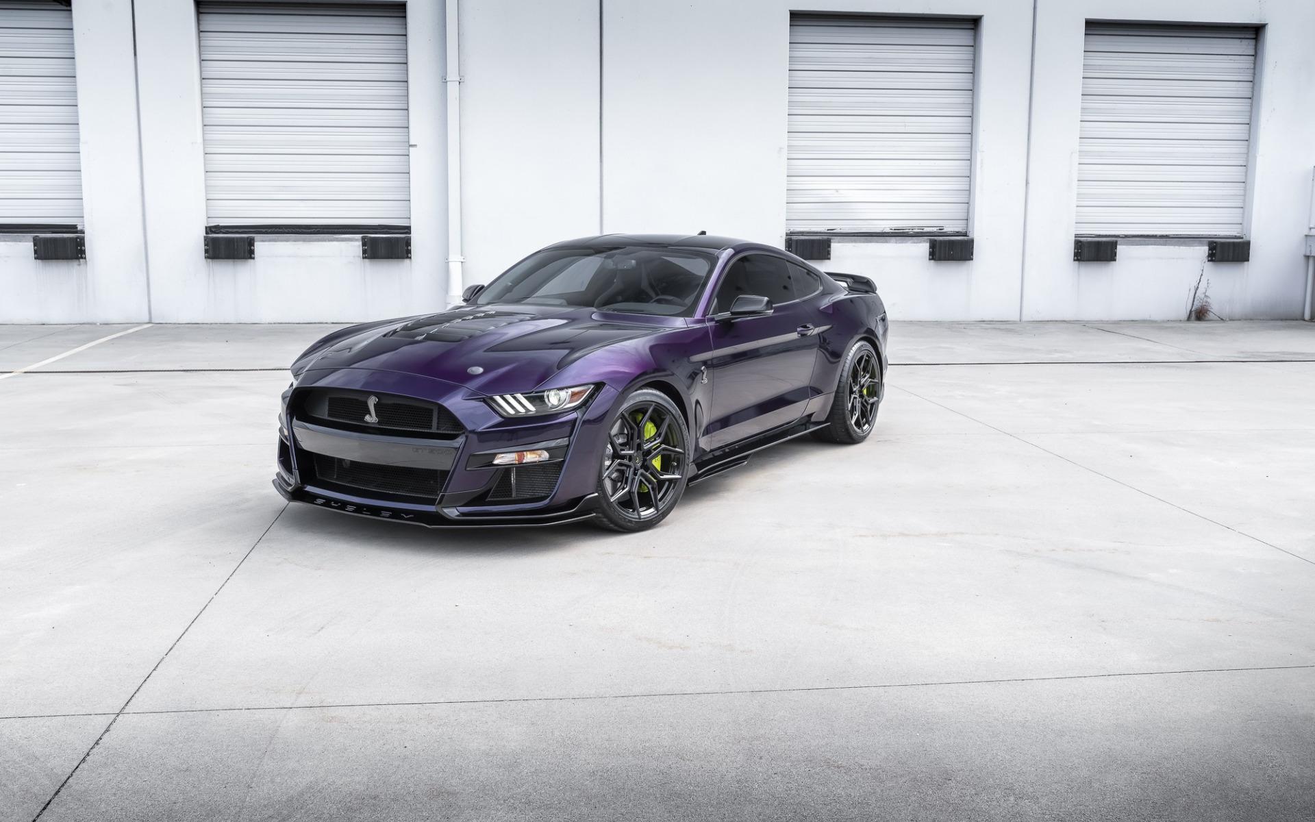 1920x1200 Download wallpaper Ford Mustang GT500 Shelby, front view, exterior, purple coupe, tuning Mustang GT purple Mustang GT American sports cars, Ford for desktop with resolution 1920x1200. High Quality HD picture wallpaper
