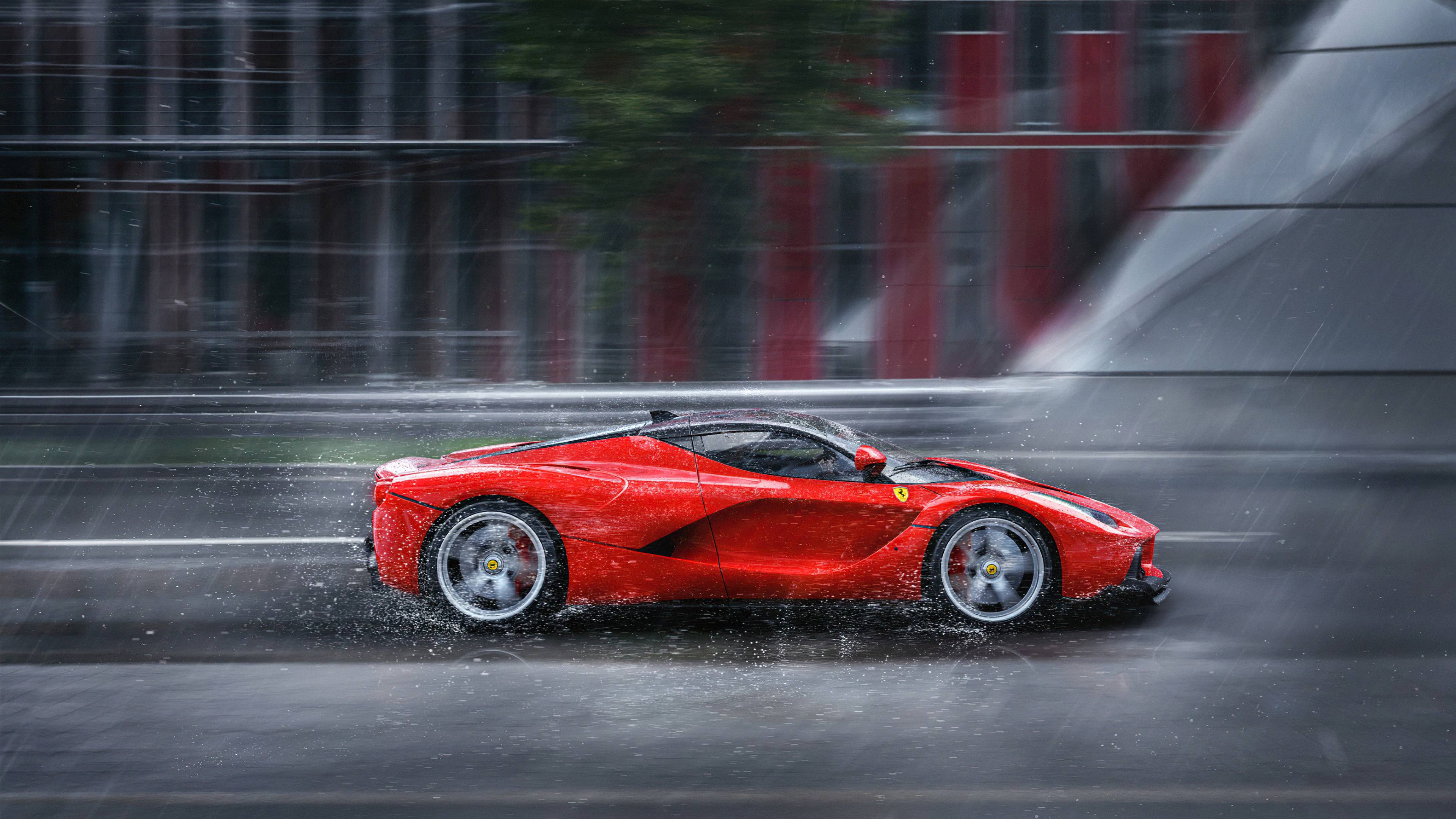3840x2160 La Ferrari Red Rain, HD Cars, 4k Wallpaper, Image, Background, Photo and Picture