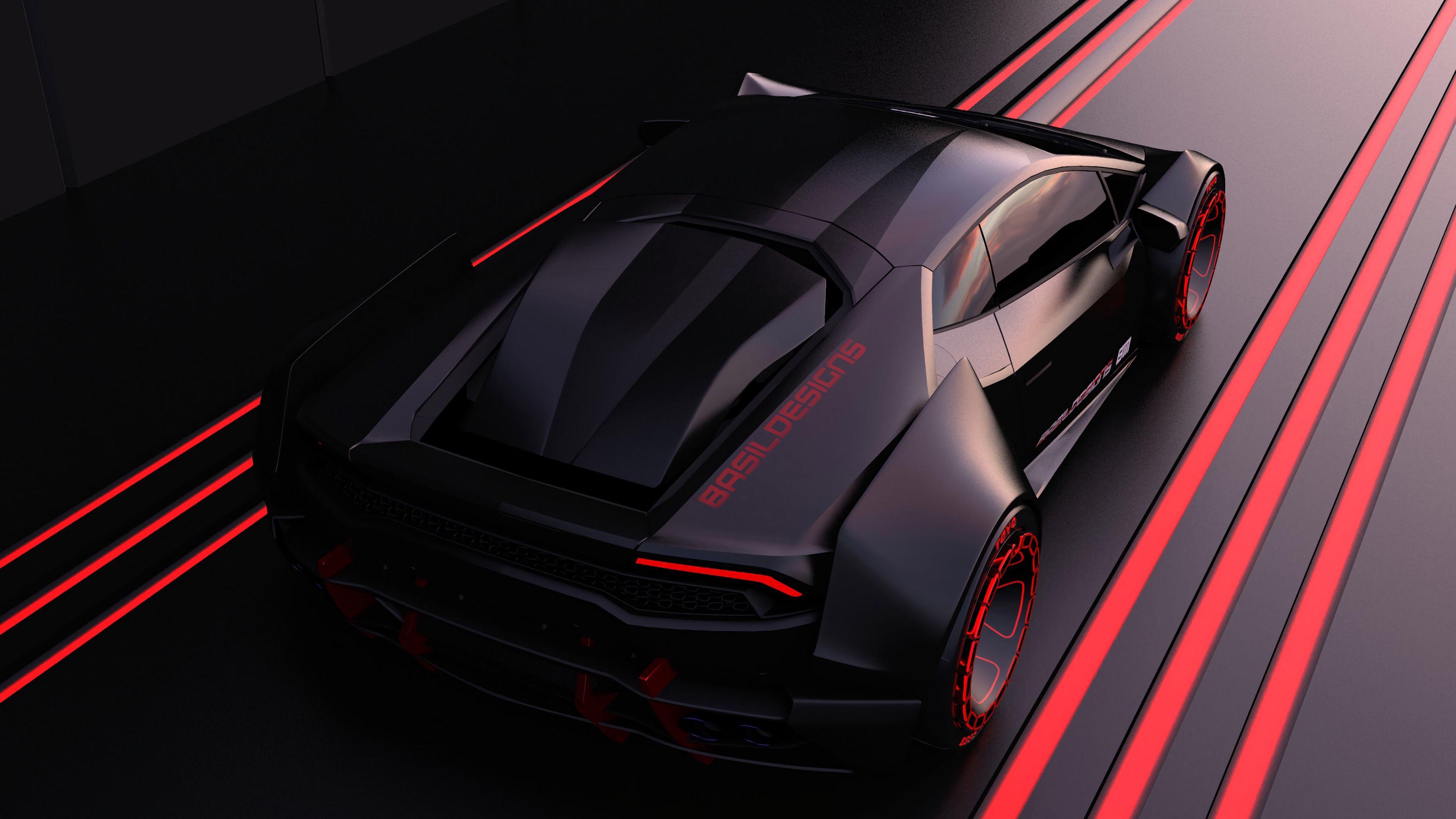 3840x2160 Wallpaper / auto, car, sports, model, black, red, lines, 4k free download