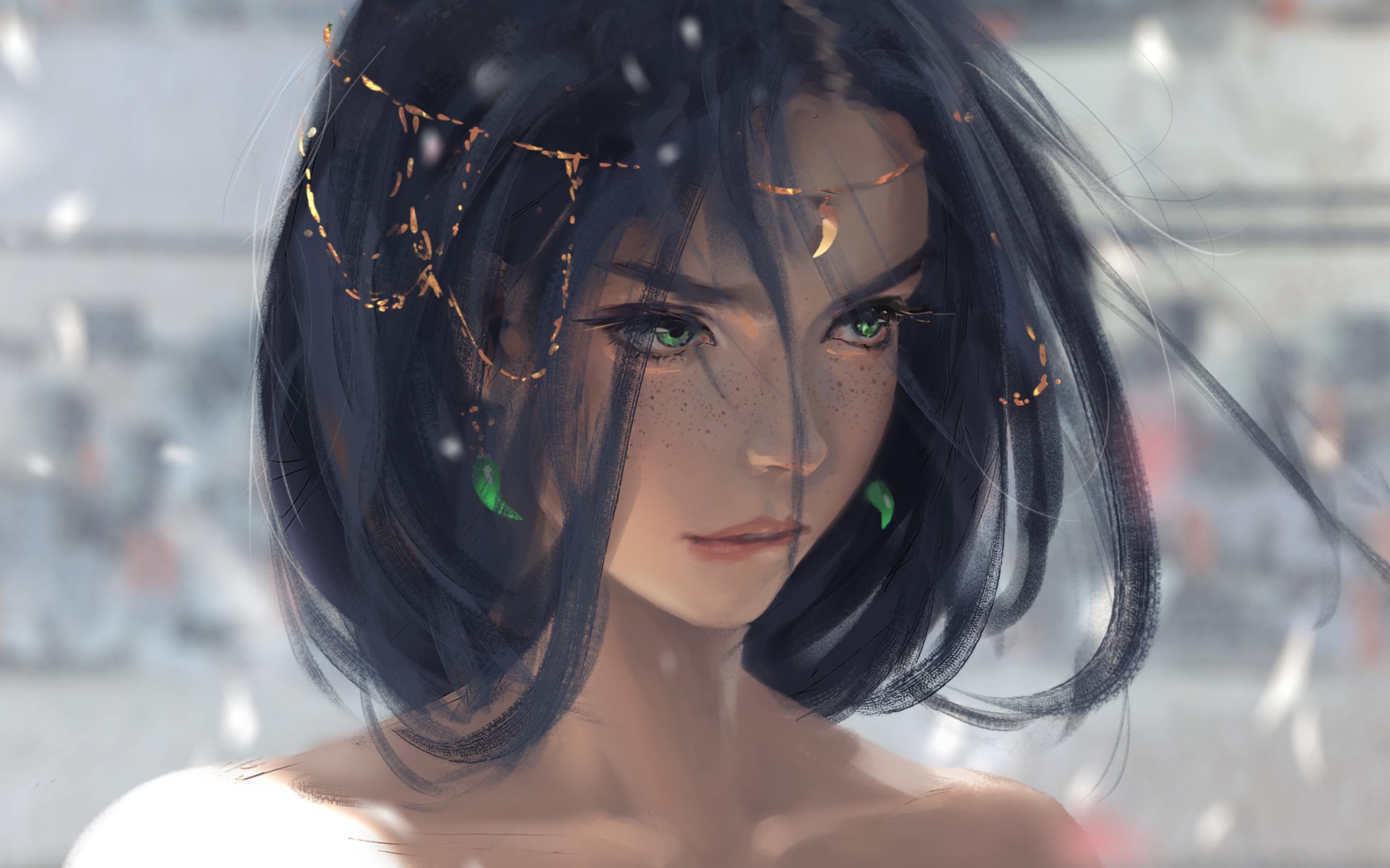2880x1800 Download wallpaper Aeolian, green eyes, manga, GhostBlade, artwork for desktop with resolution 2880x1800. High Quality HD picture wallpaper