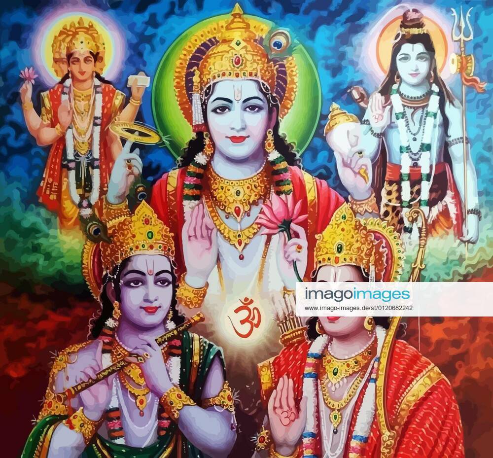 1000x929 lord Brahma holy Shiva and Rama gods hinduism mythology illustration, 25 02 2020 07 04 Copyright xch