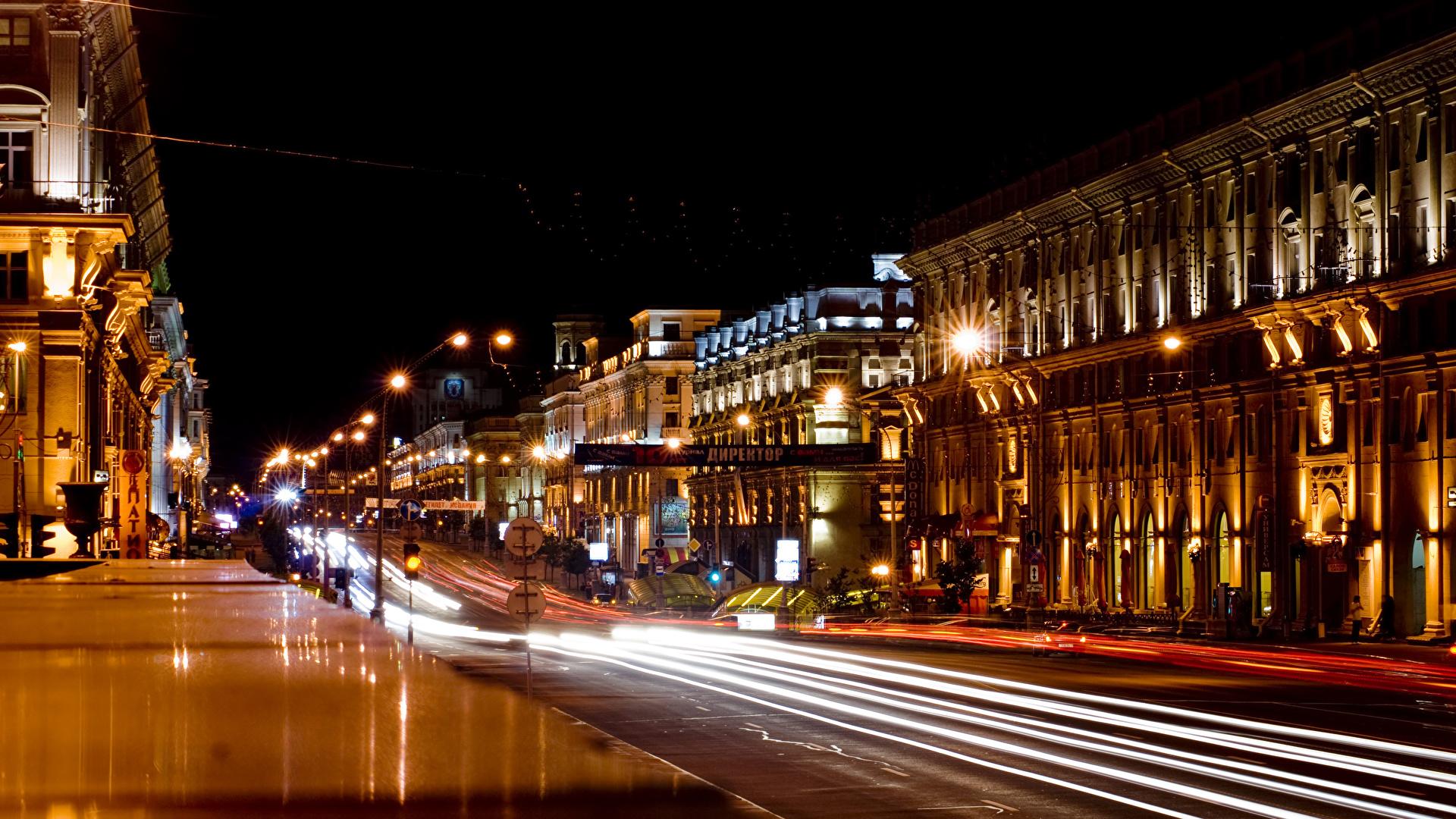 1920x1080 Picture Belarus Minsk Roads Street Motion night time 1920x1080