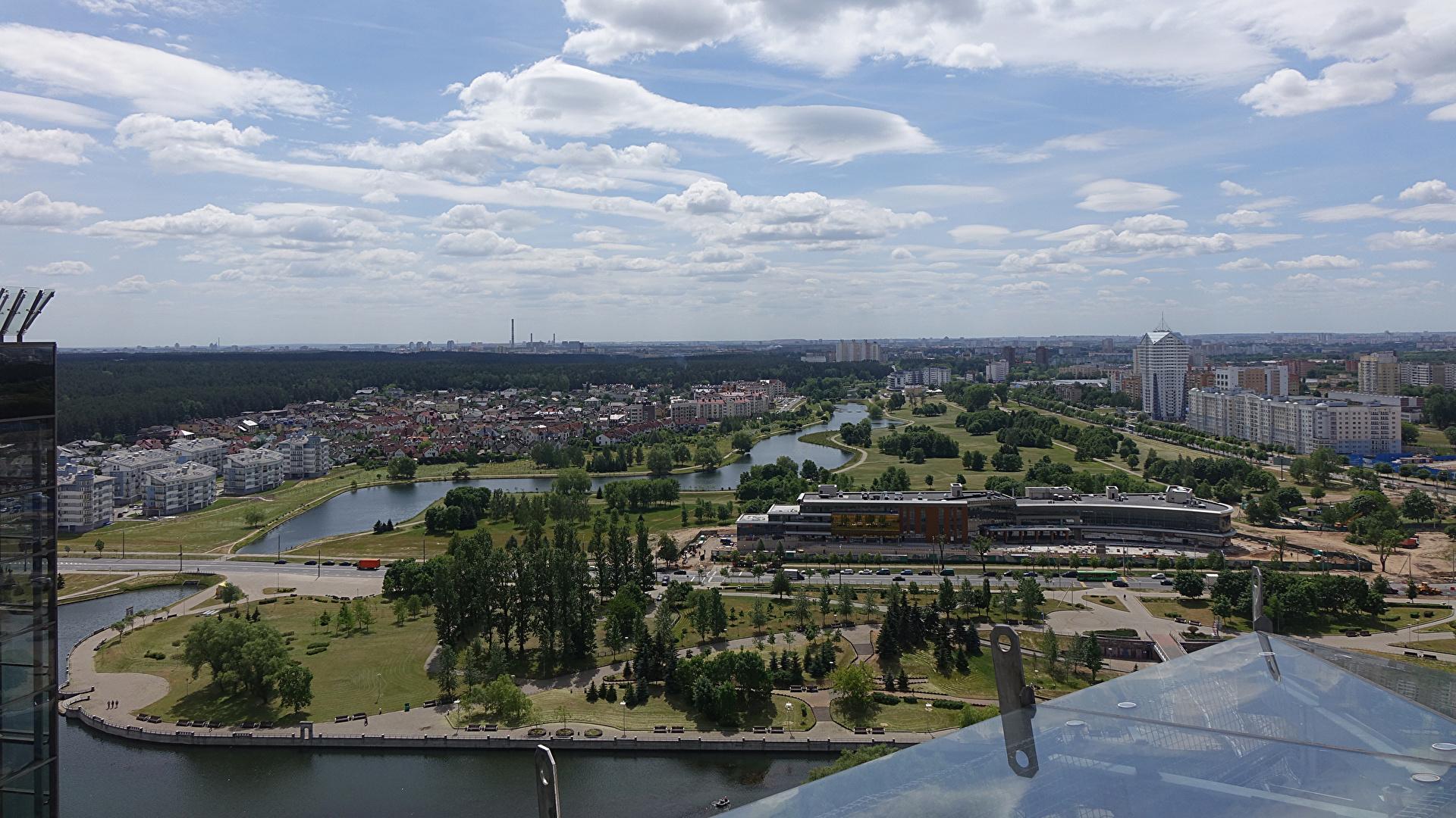 1920x1080 Picture Belarus Minsk park Rivers Houses Cities 1920x1080
