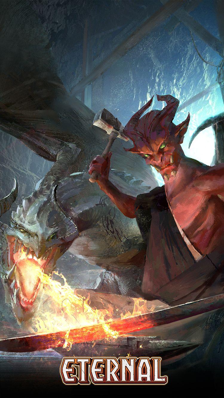 750x1334 Wallpaper: Oni Dragonsmith Wolf Digital