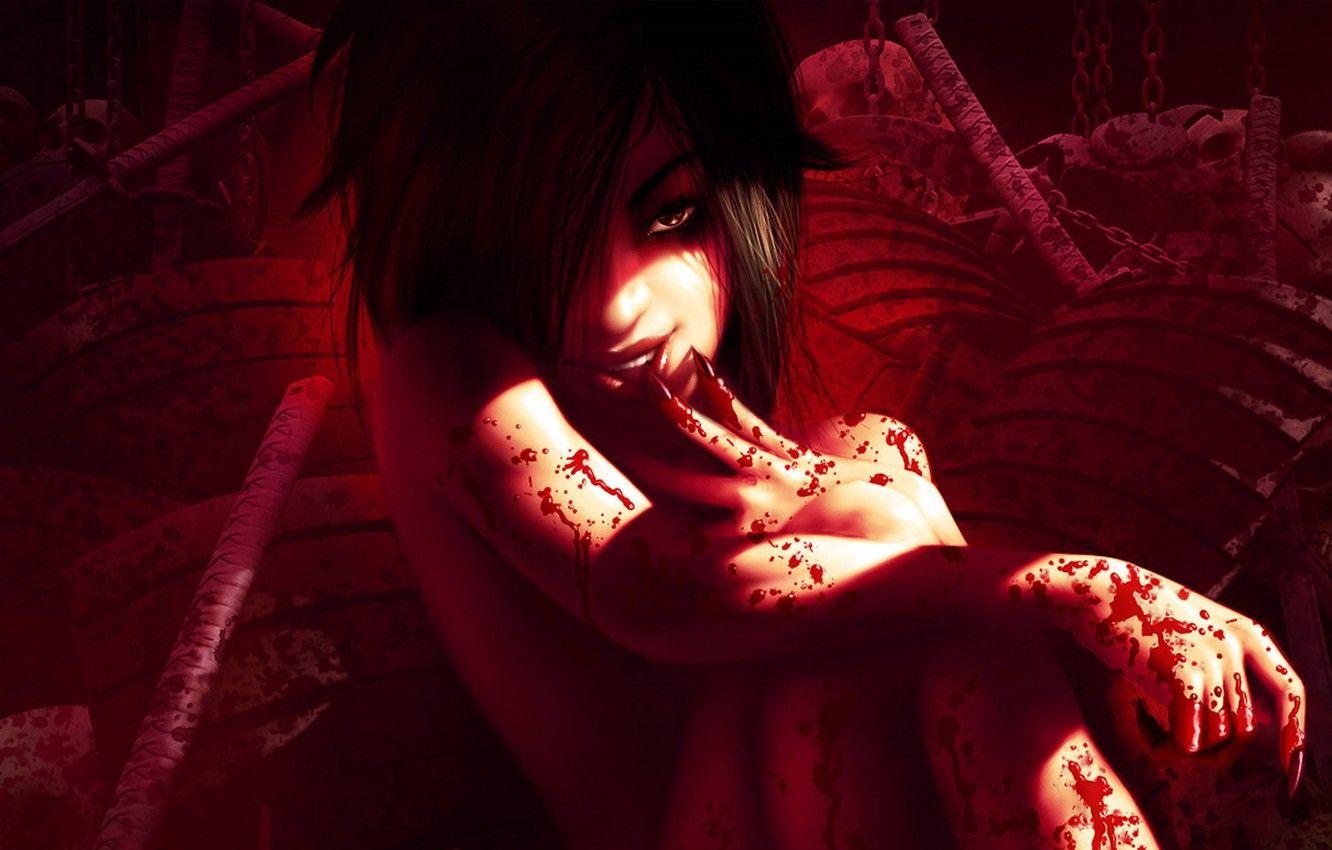 1332x850 Wallpaper demon, girl, blood, devil, dead, vampire, brunette