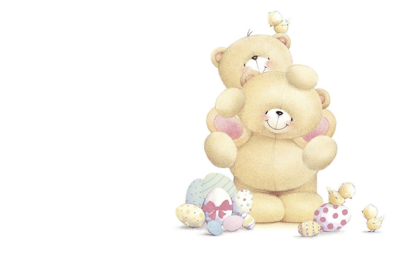 1332x850 Wallpaper mood, holiday, baby, art, bear, Easter, children's, Forever Friends Deckchair bear image for desktop, section минимализм
