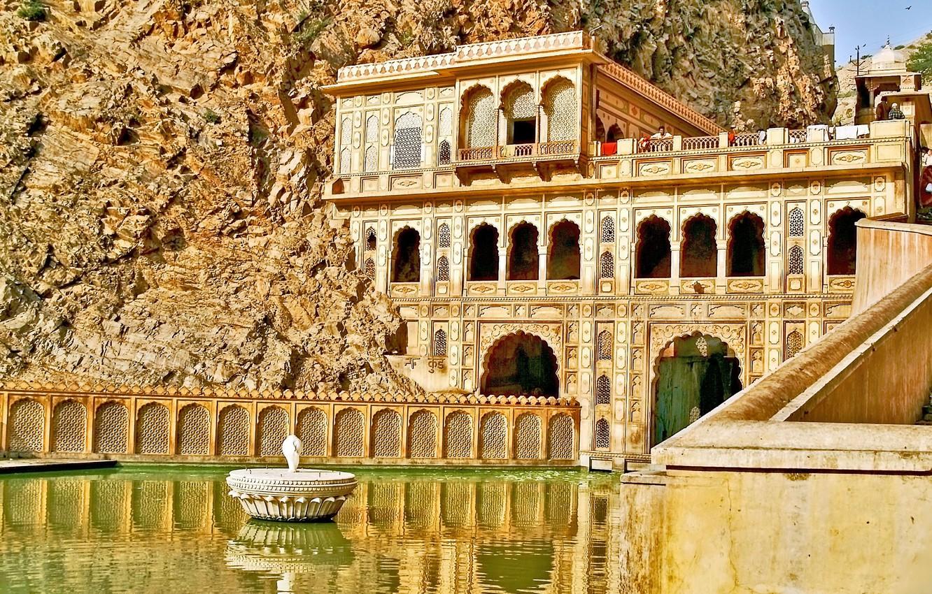 1332x850 Wallpaper the building, India, architecture, Rajasthan, Rajasthan, India, Jaipur, Galta It image for desktop, section город