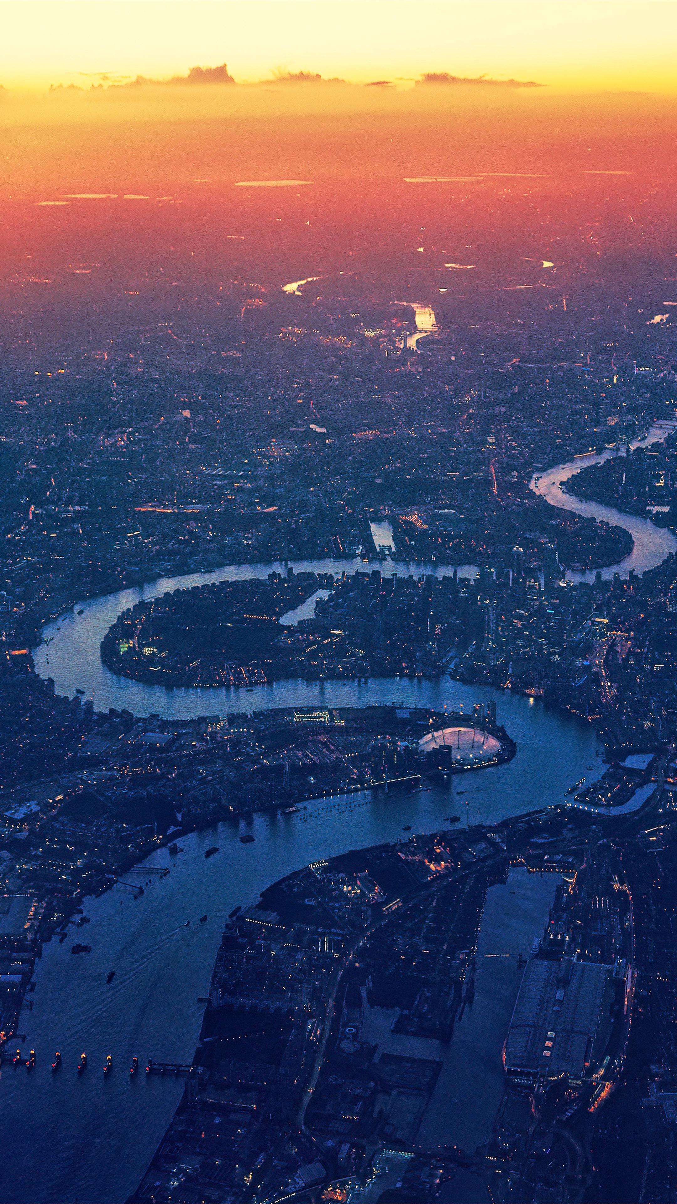 2160x3840 London Cityscape Sunset River Aerial View 4K Ultra HD Mobile Wallpaper
