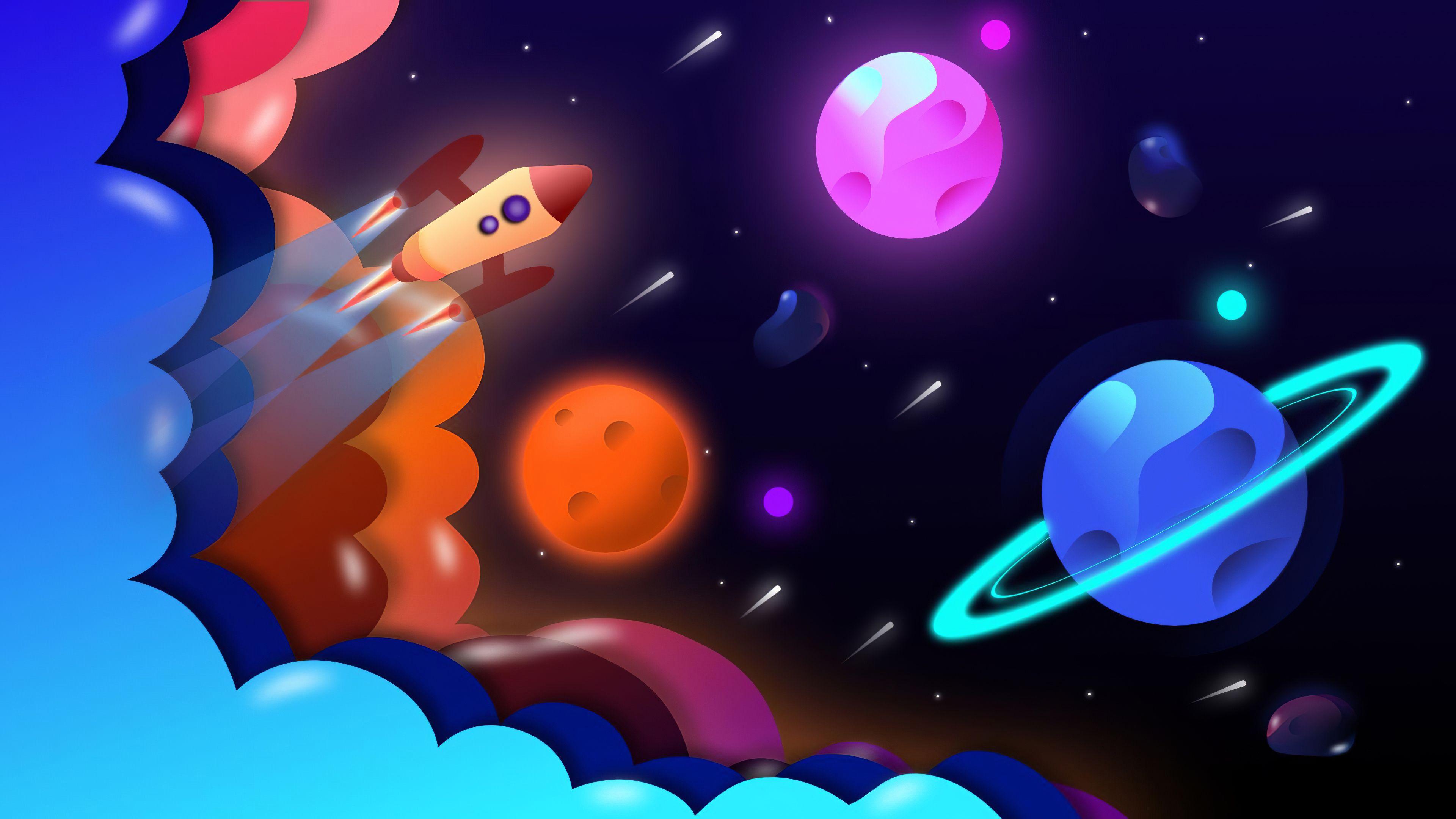 3840x2160 Space Cartoon Wallpaper