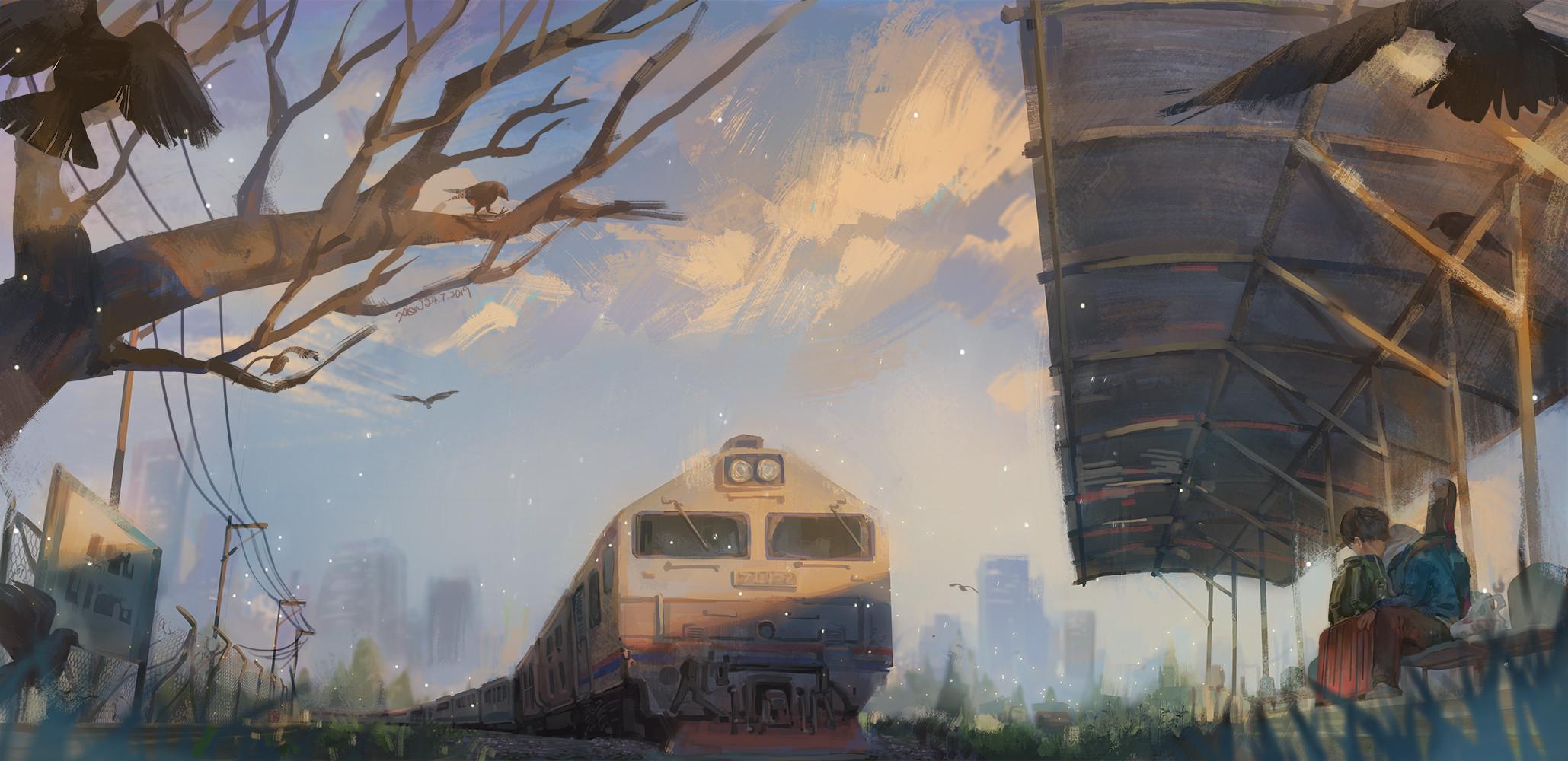 2059x1000 Train Departure, HD Artist, 4k Wallpaper, Image, Background, Photo and Picture