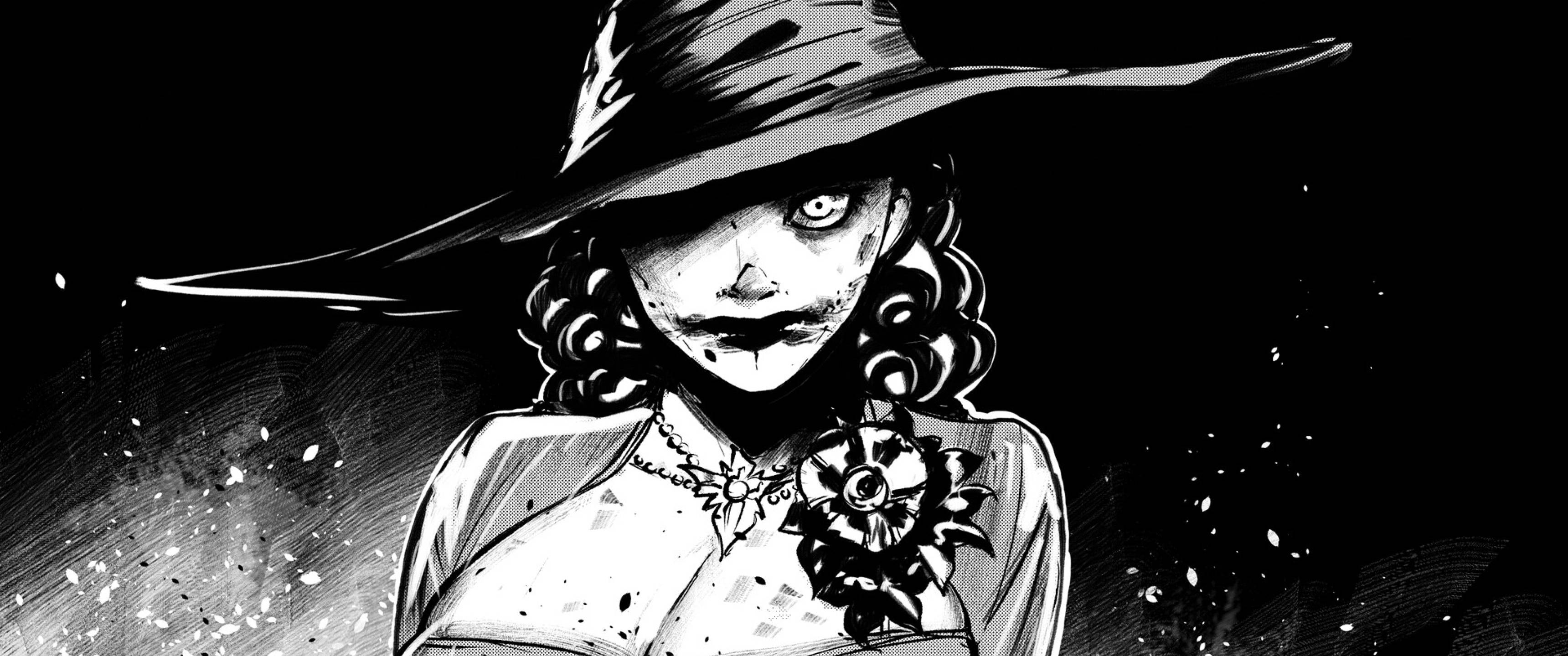 3440x1440 Black & White Lady Dimitrescu Cool Resident Evil Village 3440x1440 Resolution Wallpaper, HD Artist 4K Wallpaper, Image, Photo and Background
