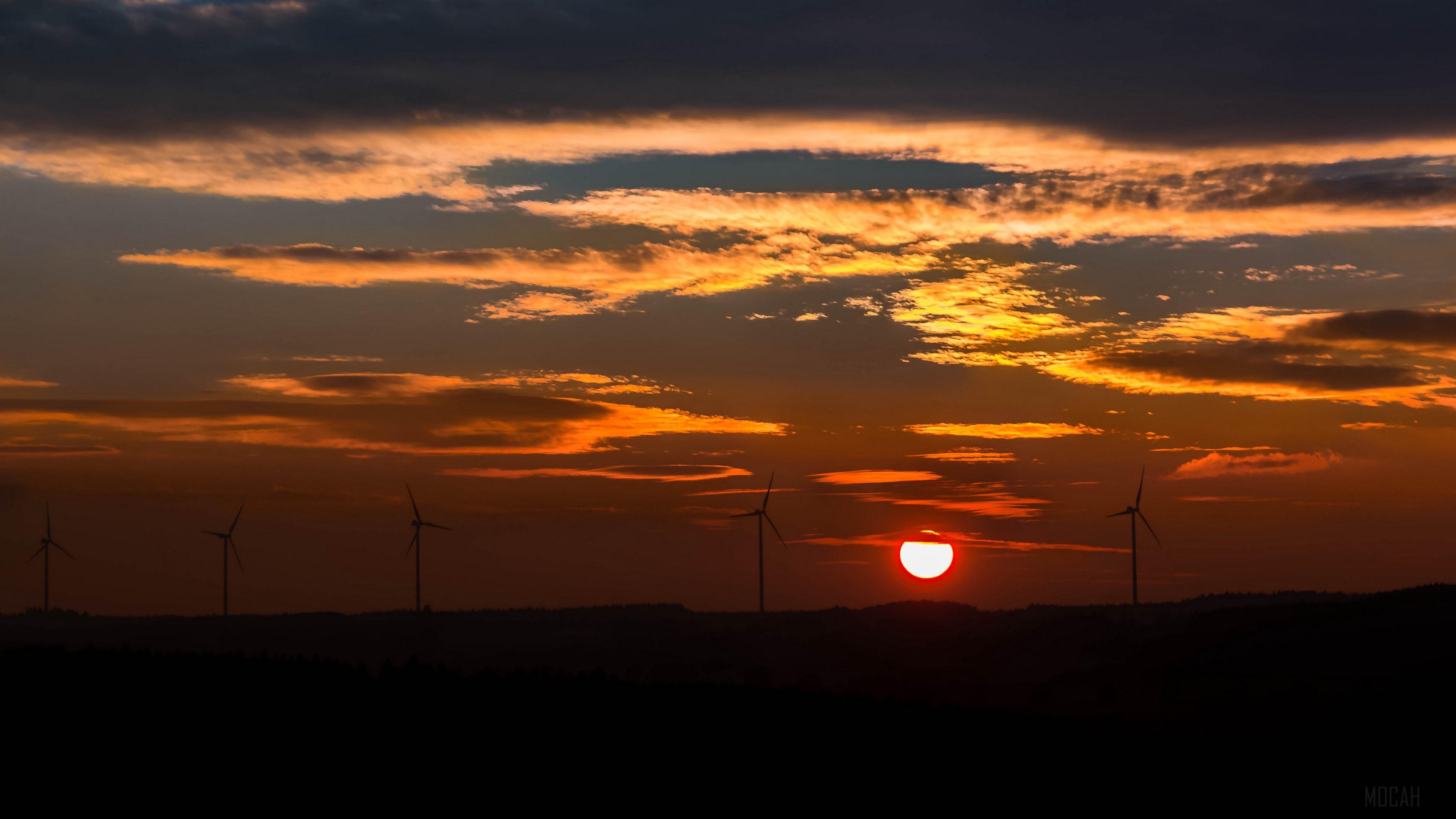 3840x2160 windmills, sunset, sky 4k wallpaper Gallery HD Wallpaper