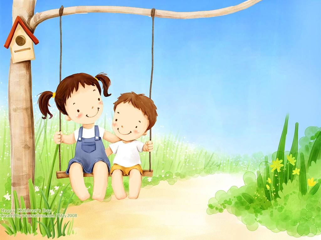 1024x768 illustration art of lovely children 1024x768 NO.28 Desktop Wallpaper