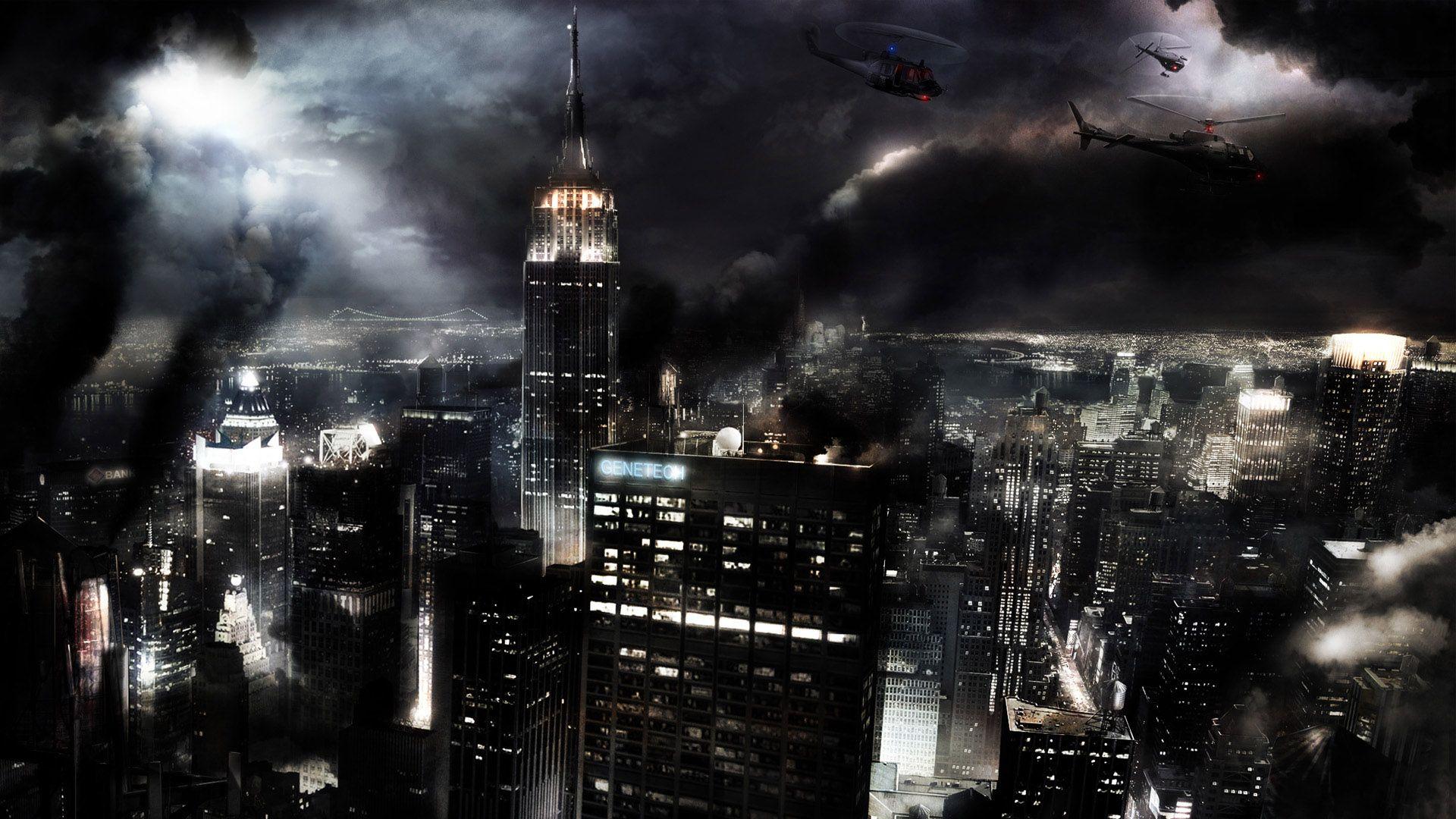 1920x1080 Burning City HD Wallpaper