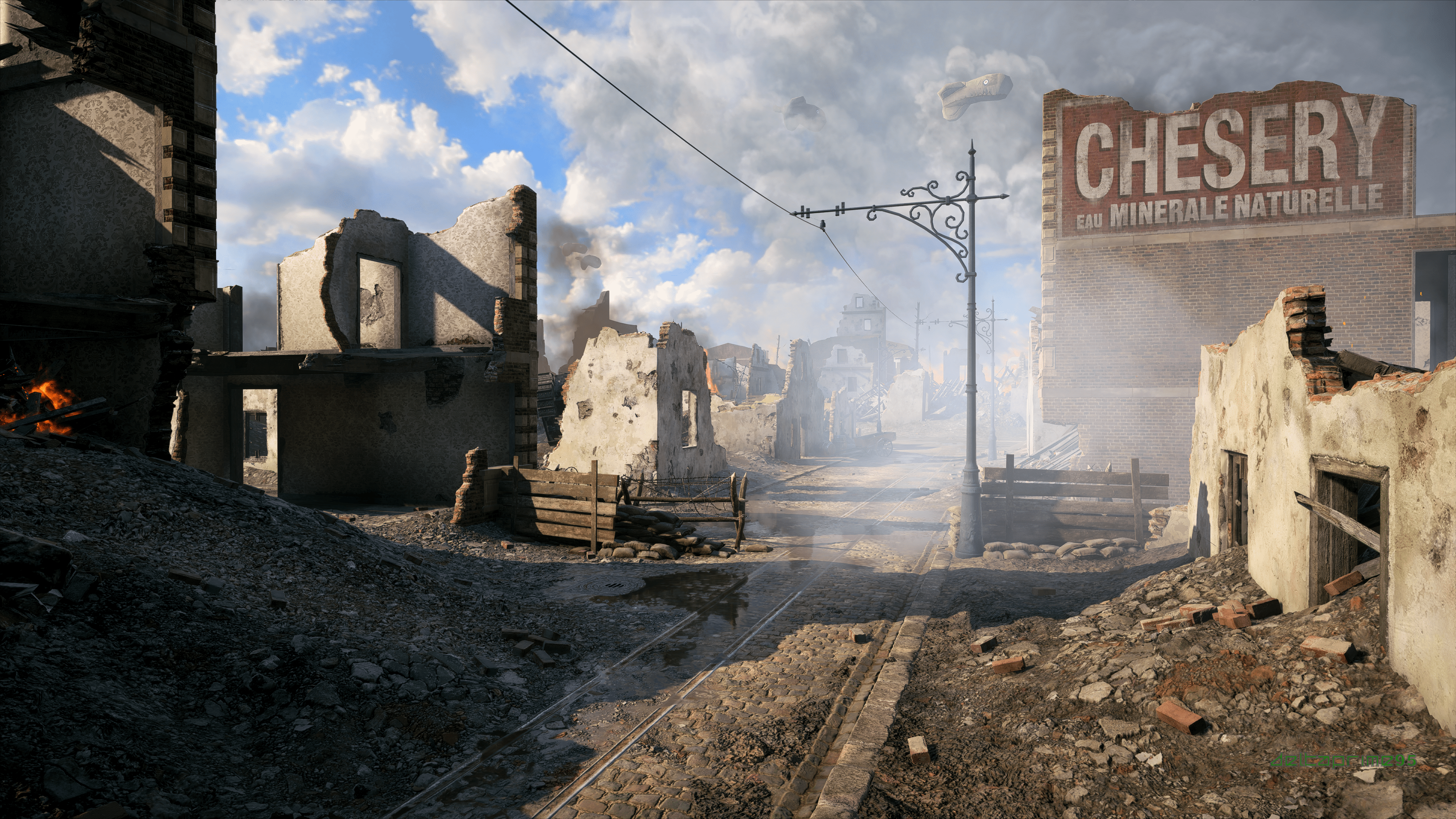 3840x2160 PC Gaming Screen Shot Video Games In Game Battlefield City Amiens France War Destruction World War I Wallpaper:3840x2160