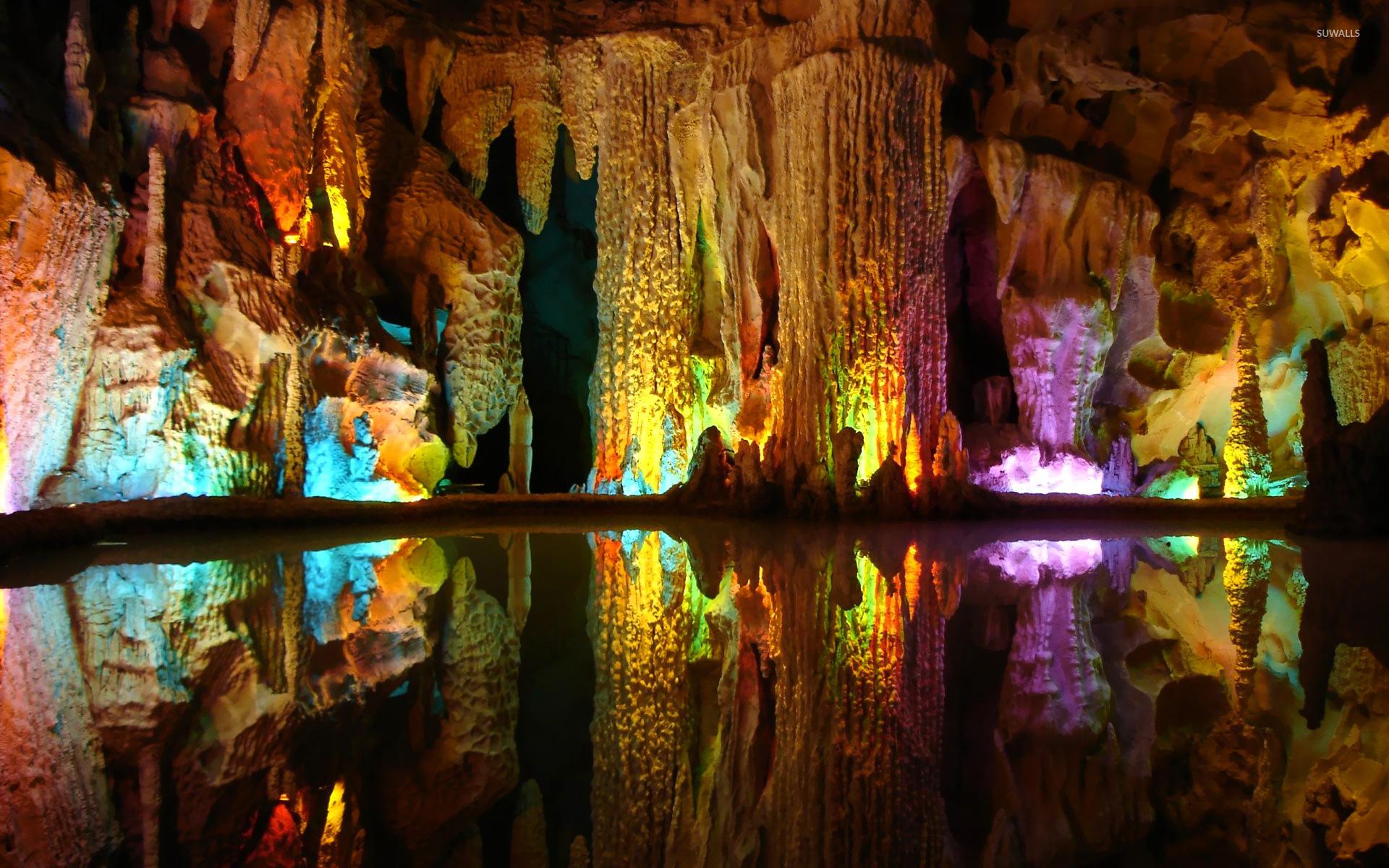 1920x1200 Cave lake reflections wallpaper wallpaper