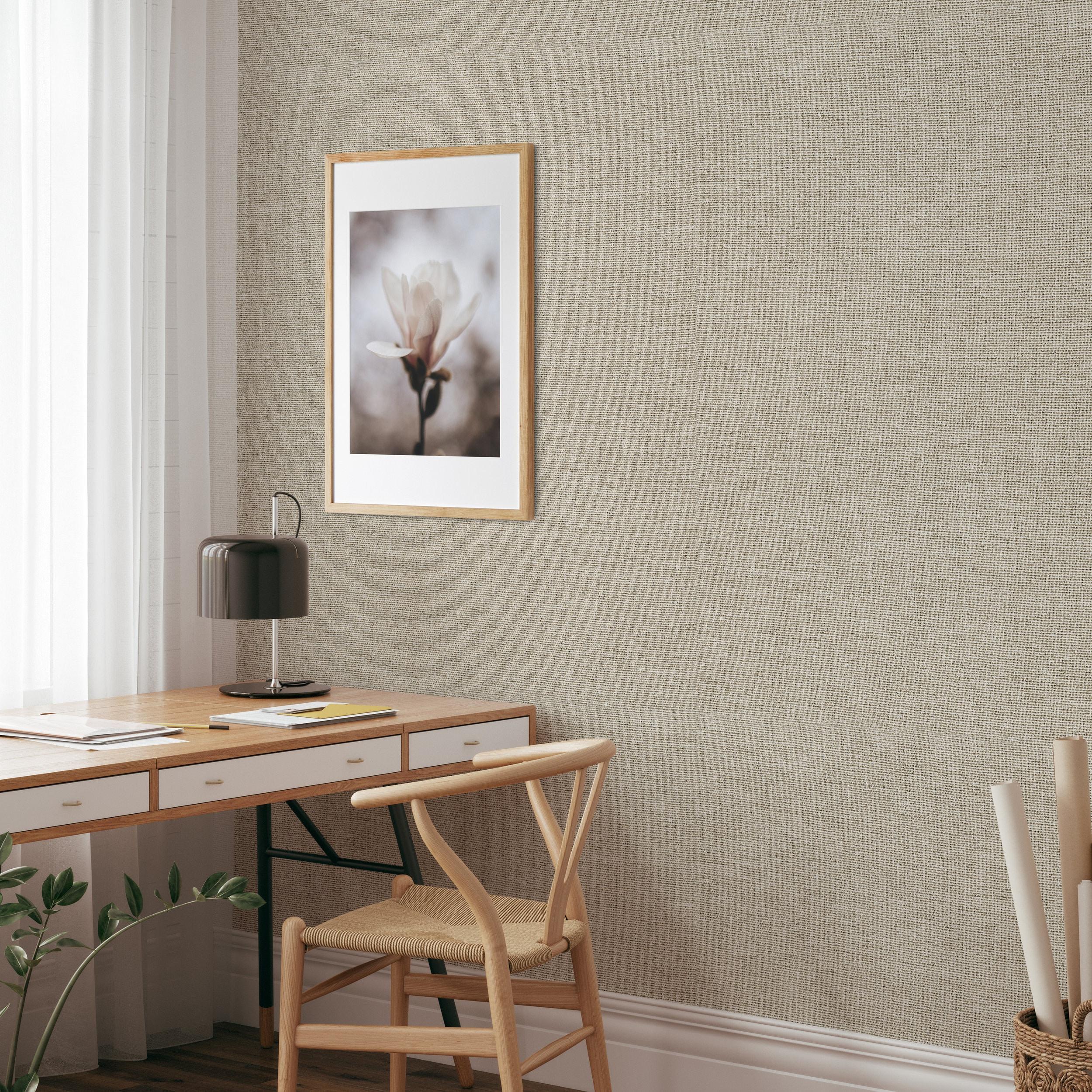 2500x2500 Neutral Tones Sisal Wallpaper, Minimalist Design Canvas Texture Hotel Wall Decor, Office Wall Decor Canvas