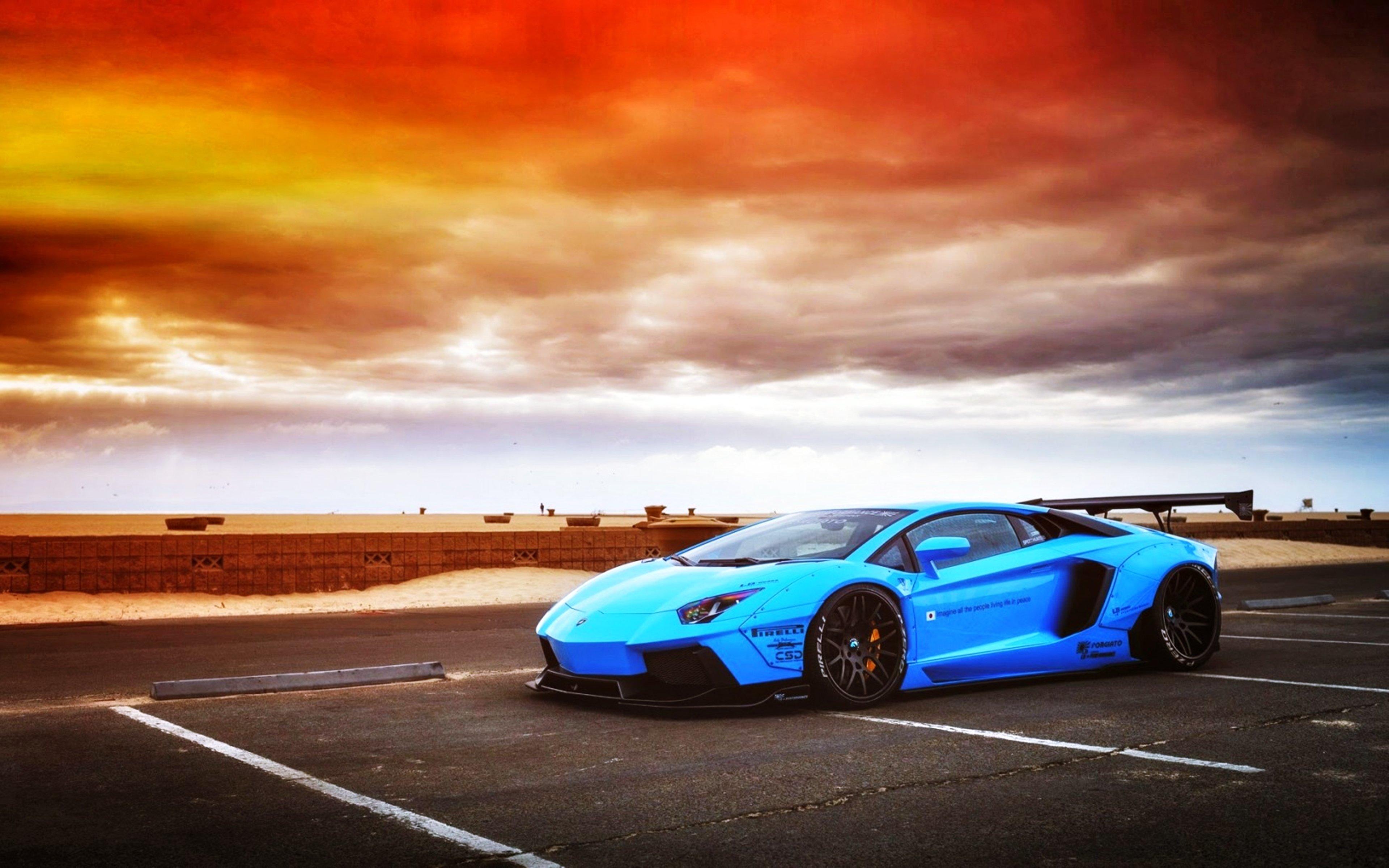 3840x2400 Sky Blue Lamborghini Wallpaper