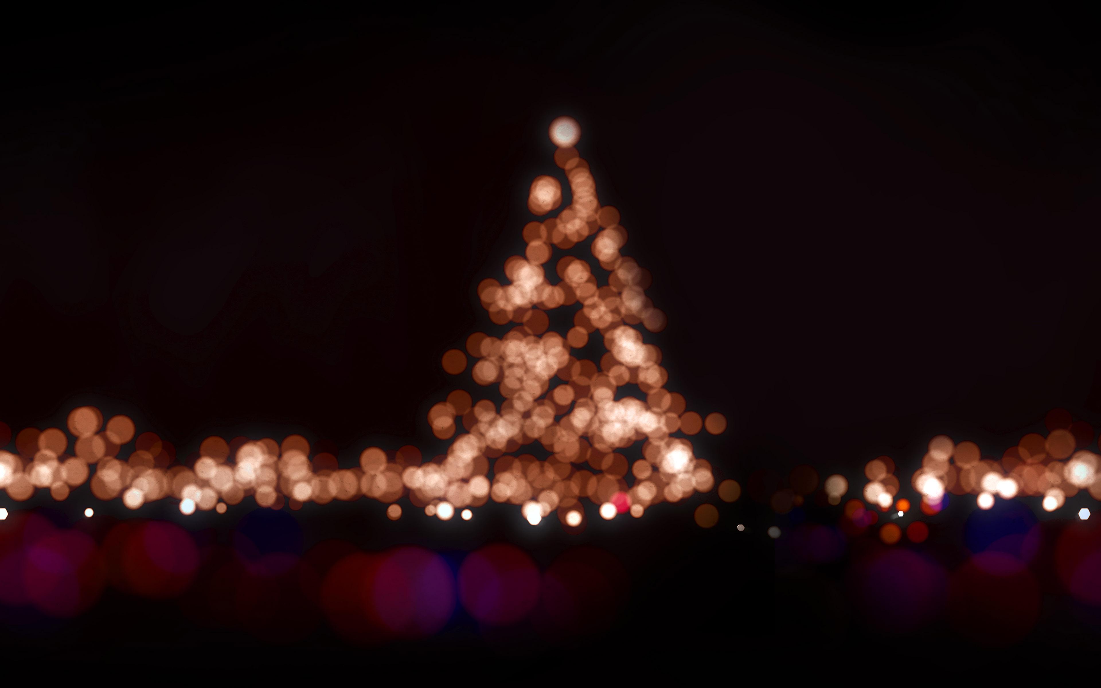 3840x2400 wallpaper for desktop, laptop. christmas lights bokeh love dark night
