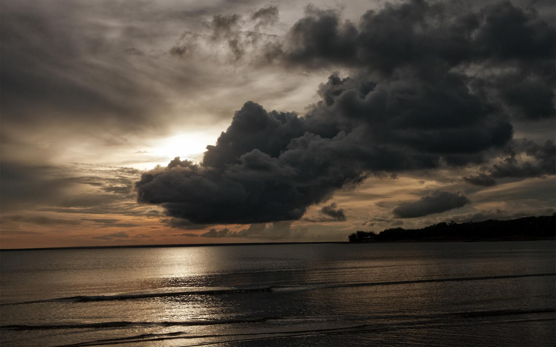 1920x1200 Ocean sea sunset sunrise storm clouds reflection bay landscapes wallpaperx1200