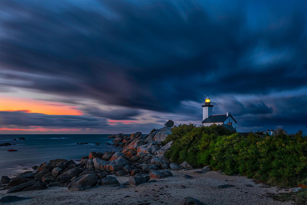 1280x853 Picture France Kersenval, Bretagne storm cloud Nature Lighthouses