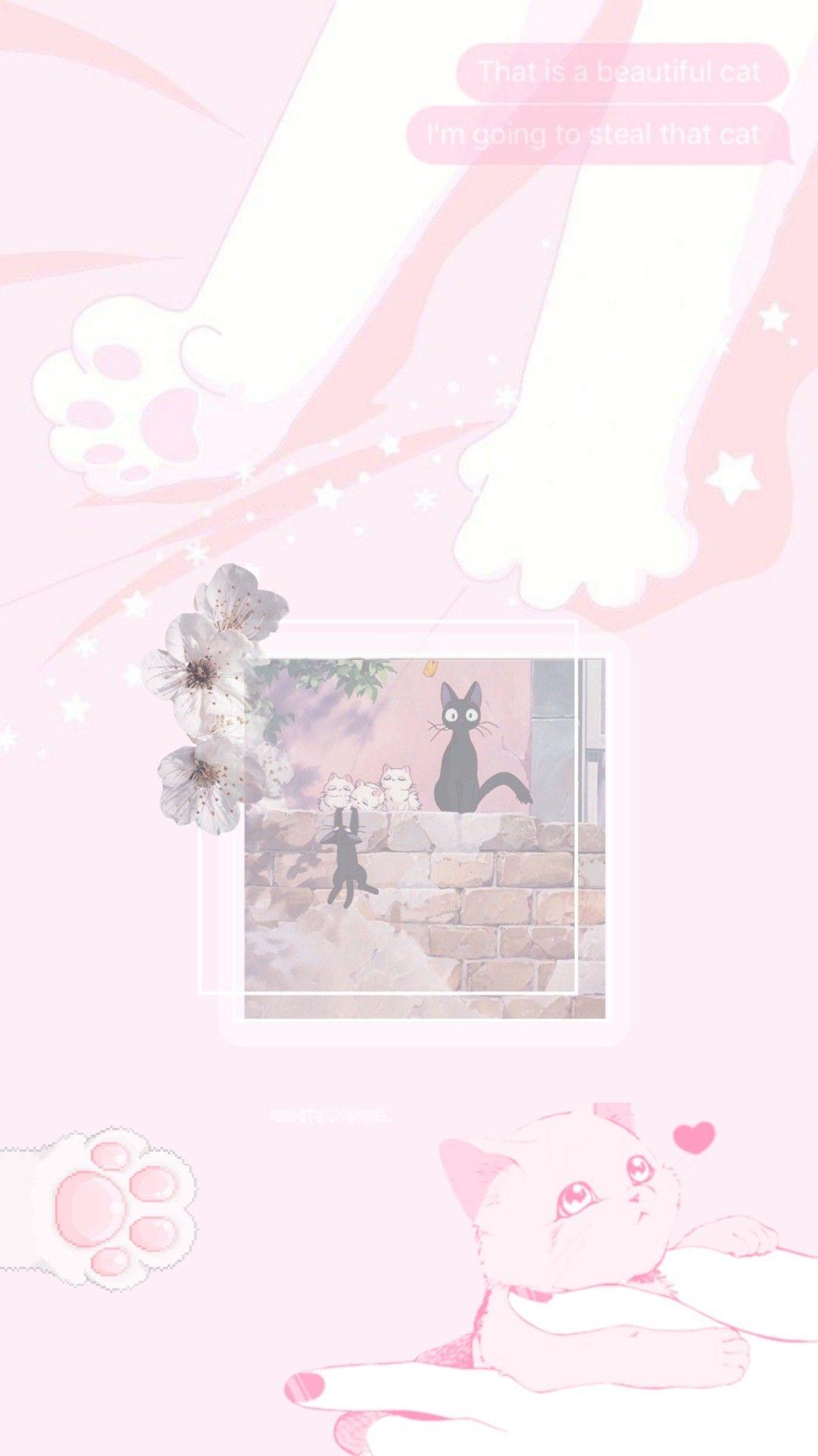 1080x1922 Cat Wallpaper. Pastel pink wallpaper, Pink wallpaper anime, Pink wallpaper kawaii