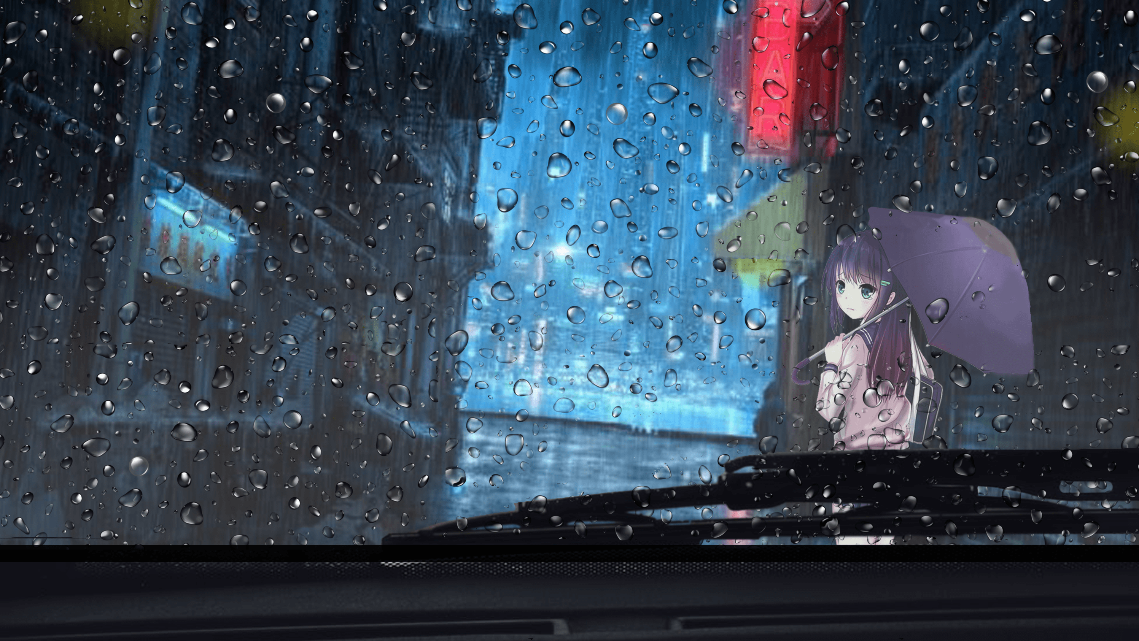 3840x2160 Anime Rain 4k Wallpaper