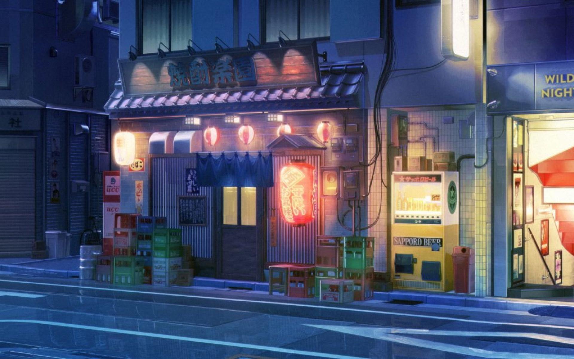 1920x1200 Wallpaper Anime, Original, Latern, Light, Night, Shop • Wallpaper For You
