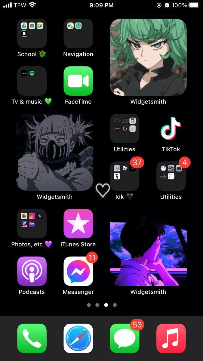 675x1200 iOS 14 anime widget. Ios app iphone, Anime, iPhone home screen layout