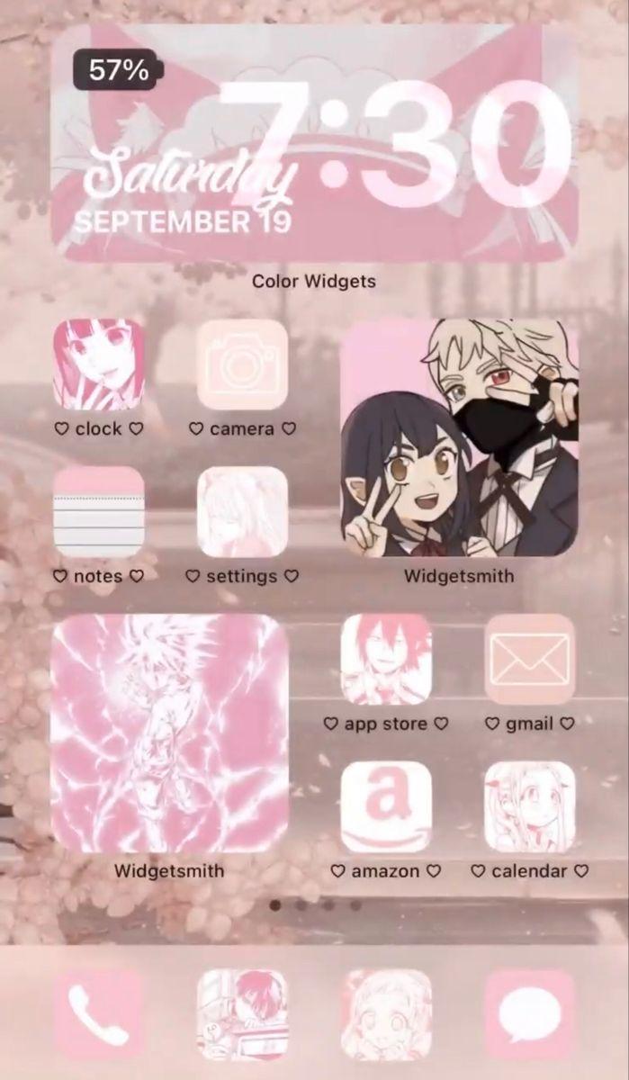 699x1200 iOS 14 anime home screen. Designer wallpaper, Homescreen, App