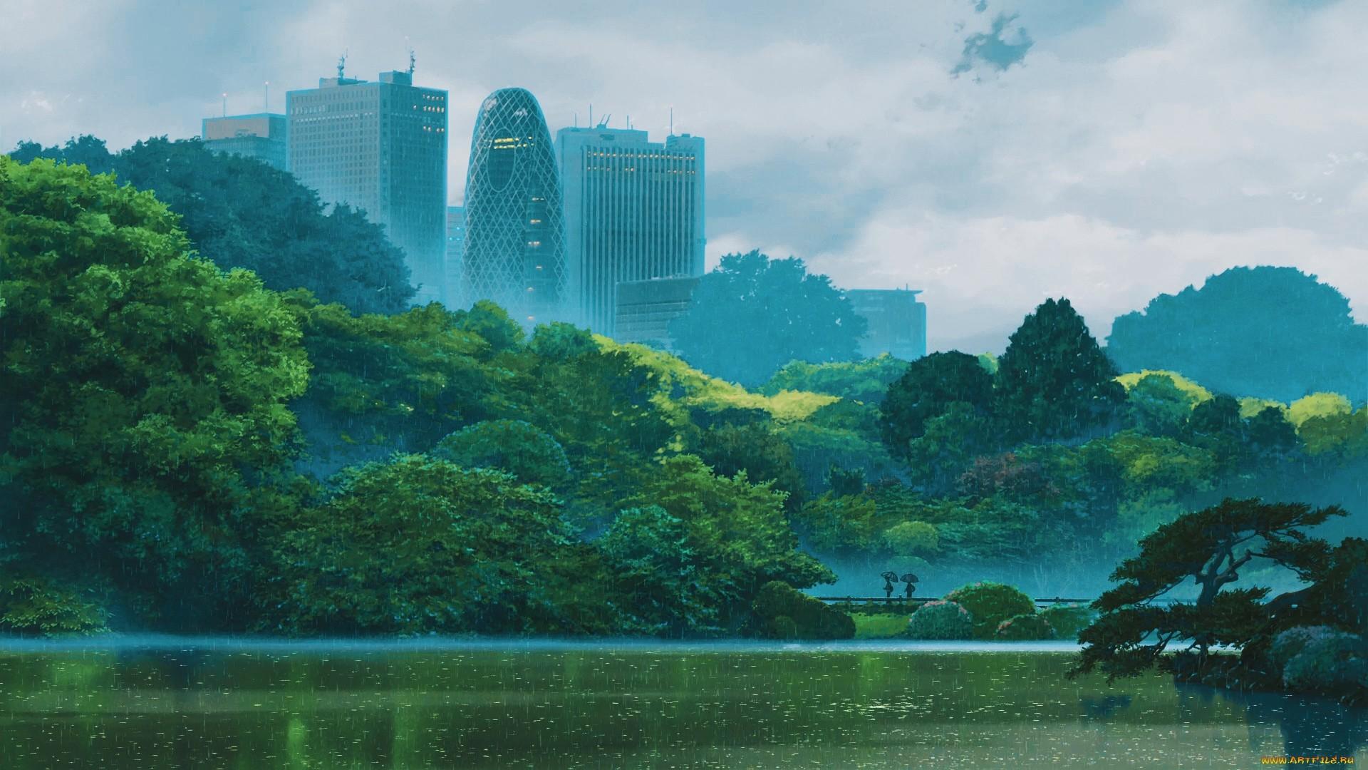 1920x1080 Anime Rain Wallpaper