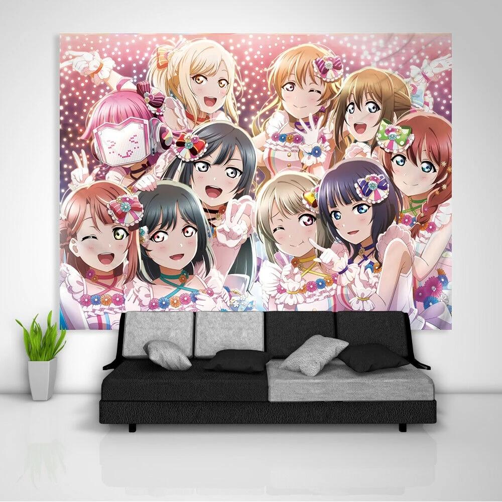 1000x1000 Kawaii School Idol Love Live Anime Wall Tapestry Japanese Cute Cartoons Girl Tapestry Manga Aesthetic Room Decoration Wallpaper