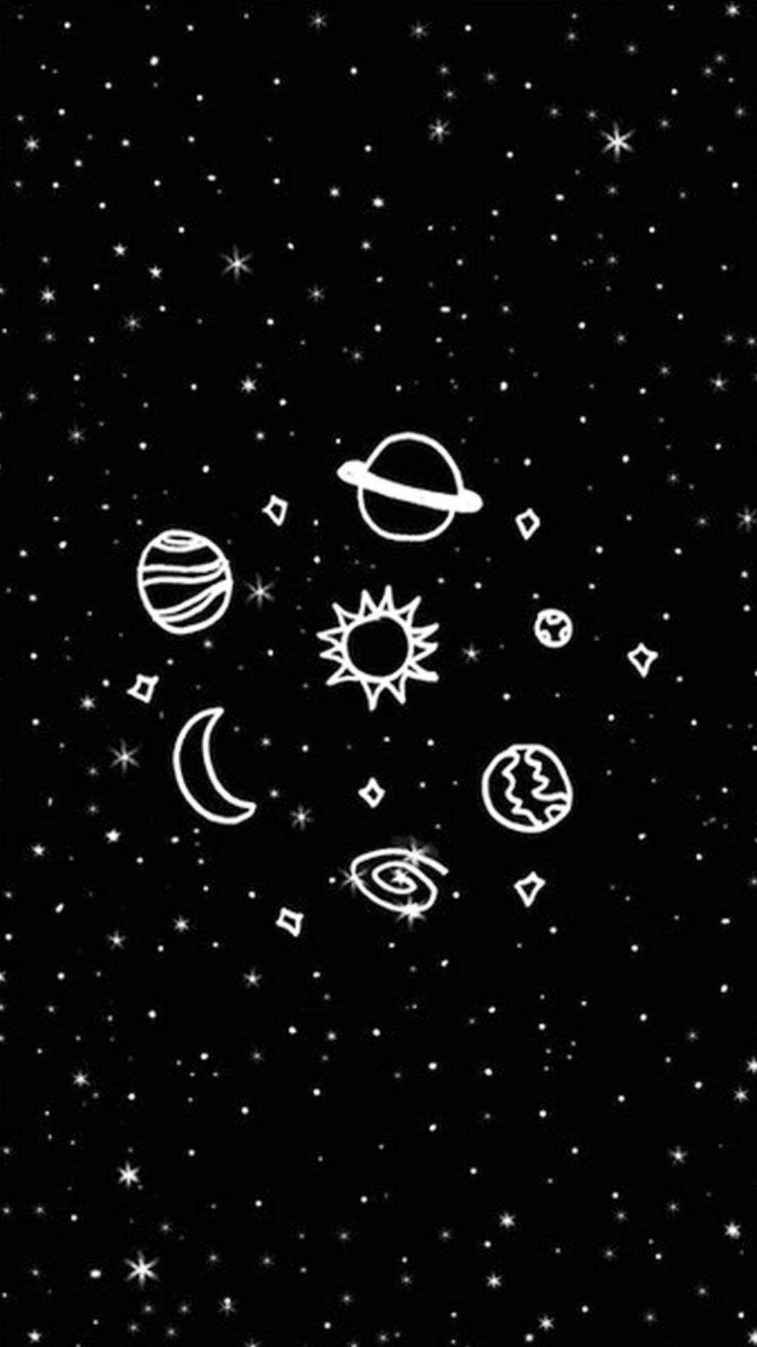 1080x1920 Download Space Aesthetic Doodle Art Planets Wallpaper