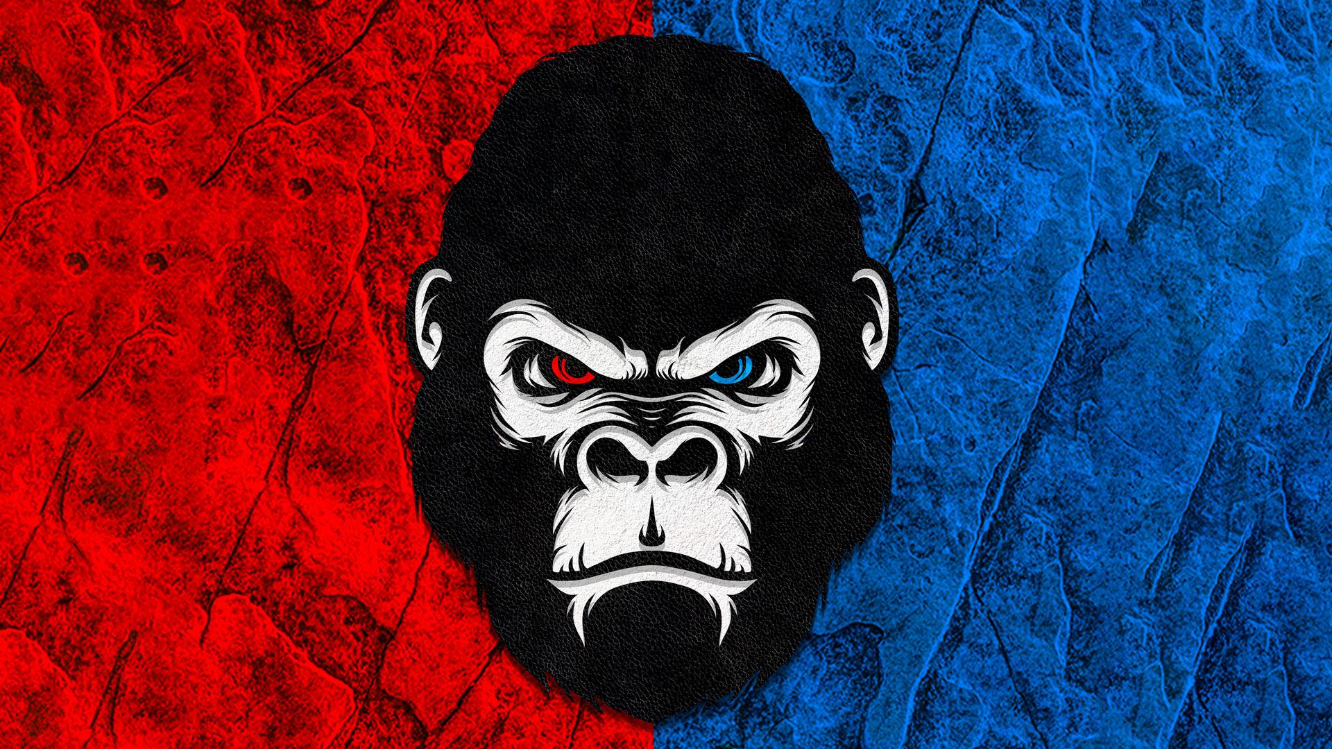 1920x1080 Gorilla Red Blue Minimal HD Wallpaper