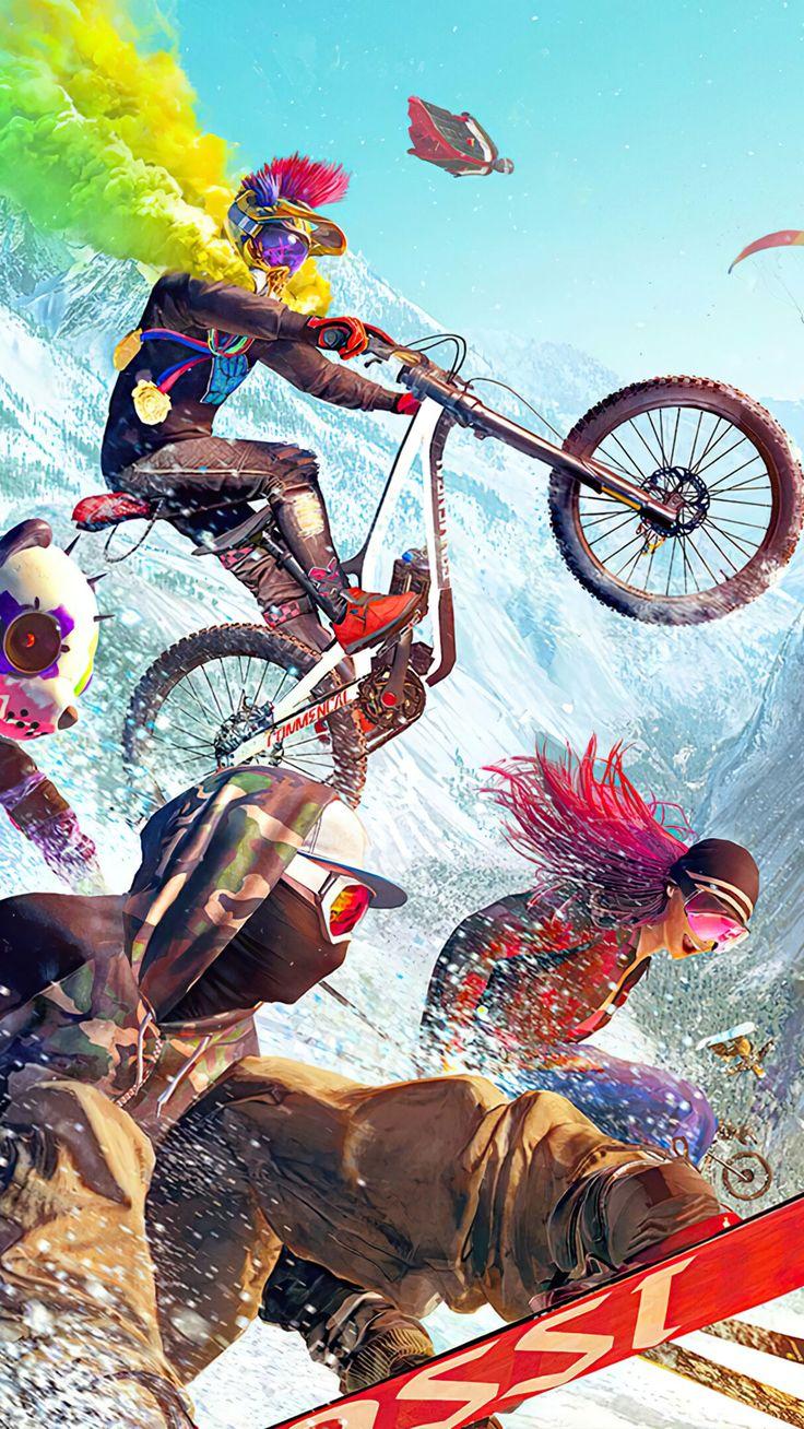 736x1308 Riders Republic Extreme Sports 4K Ultra HD Mobile Wallpaper. Sports wallpaper, Black and white art drawing, Motorola wallpaper