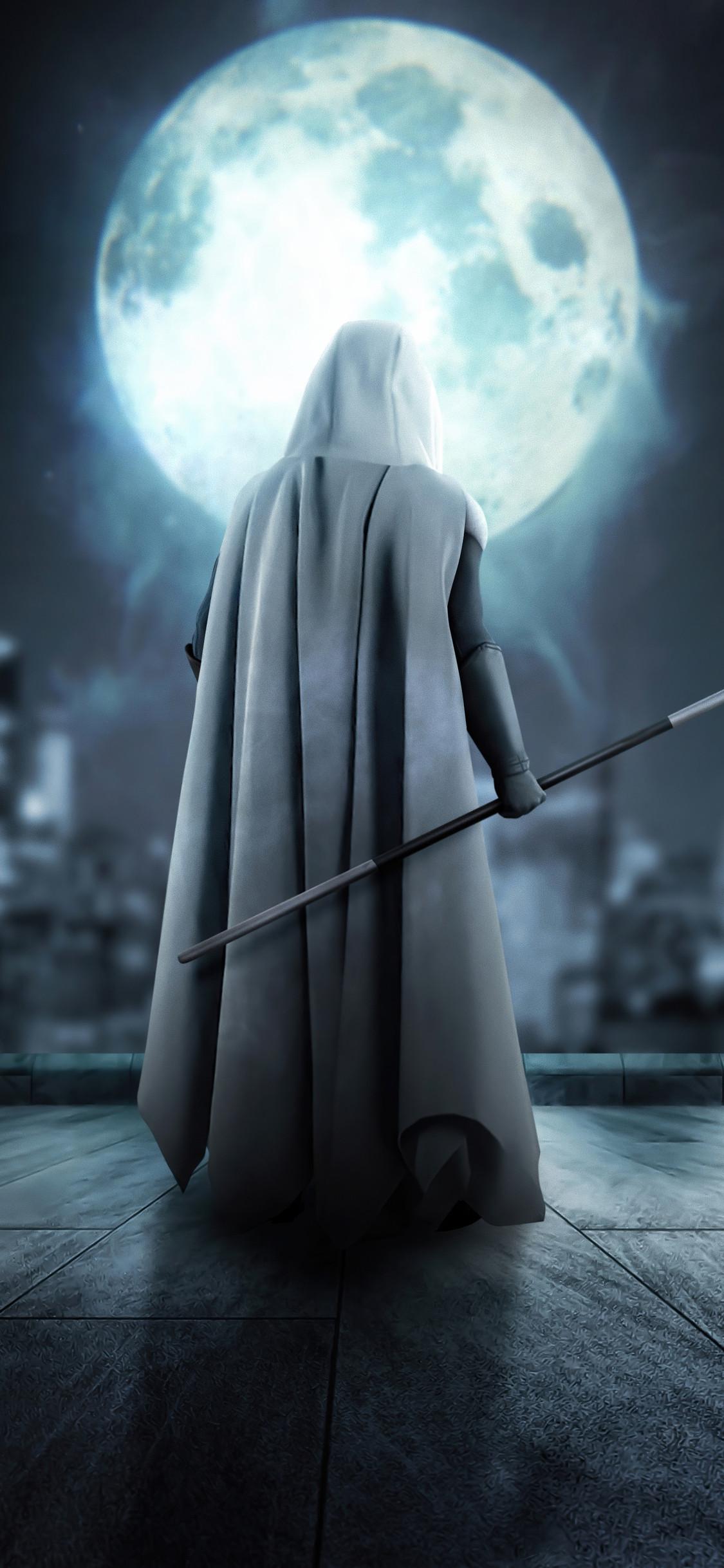 1125x2436 Moon Knight Watching Moon 4k iPhone XS, iPhone iPhone X HD 4k Wallpaper, Image, Background, Photo and Picture