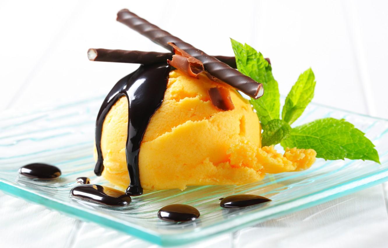 1332x850 Wallpaper food, chocolate, ball, ice cream, tube, mint, dessert, sweet, glaze image for desktop, section еда