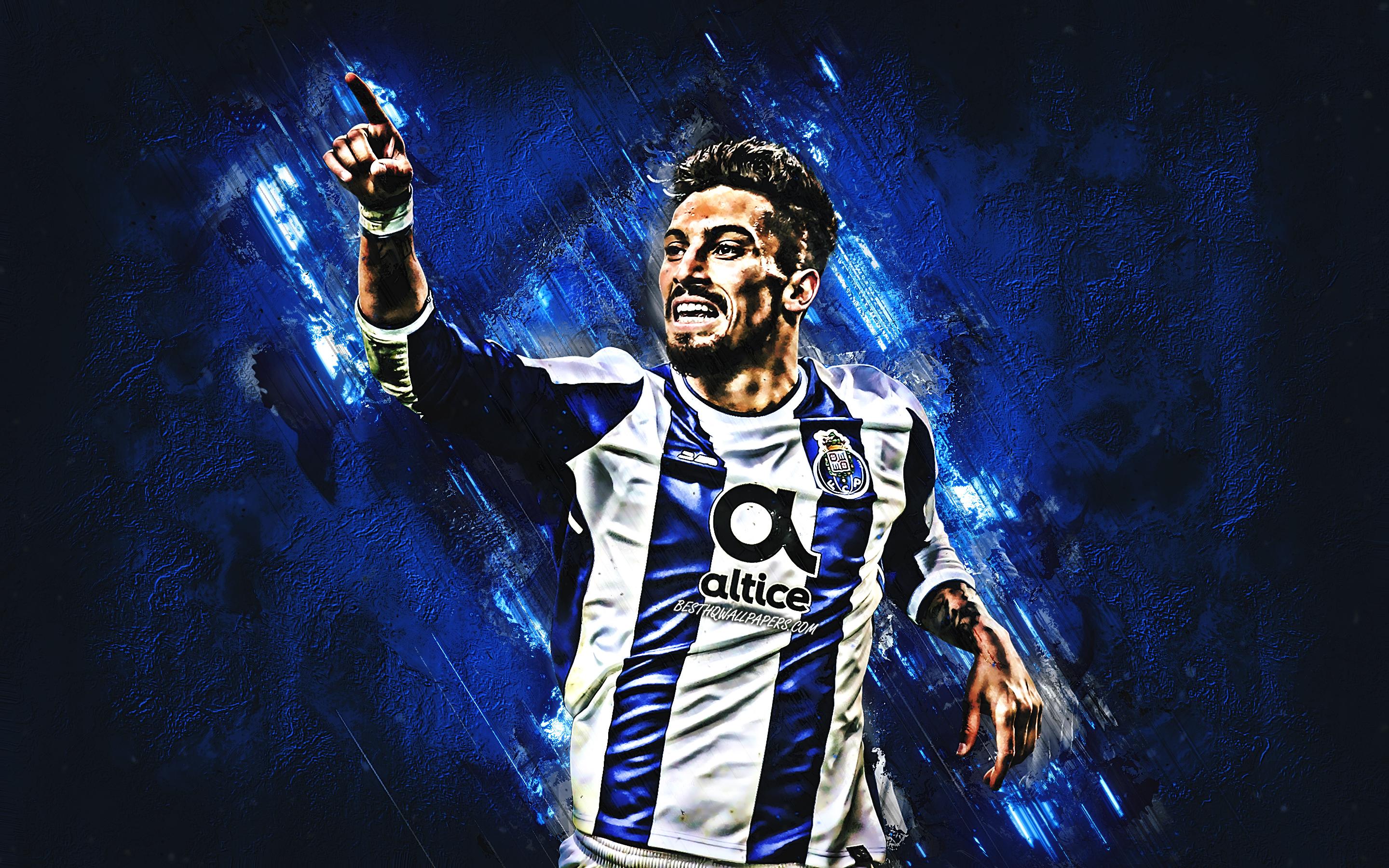 2880x1800 Download wallpaper Alex Telles, blue stone, Porto FC, Primeira Liga, Alex Nicolao Telles, footballers, grunge, Portugal, soccer for desktop with resolution 2880x1800. High Quality HD picture wallpaper