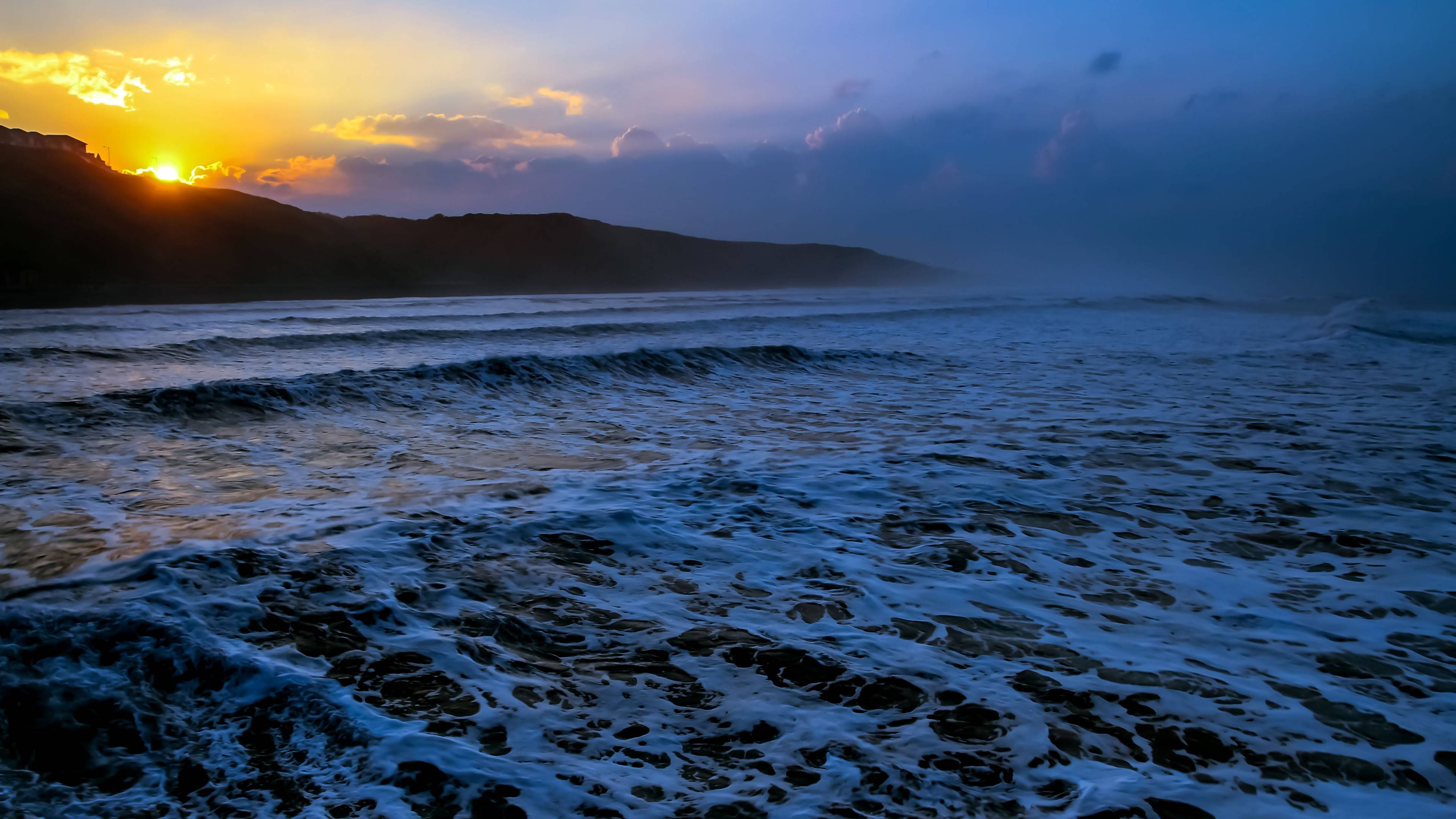 3840x2160 ocean, waves, sunset 4K Wallpaper, HD Nature 4K Wallpaper, Image, Photo and Background
