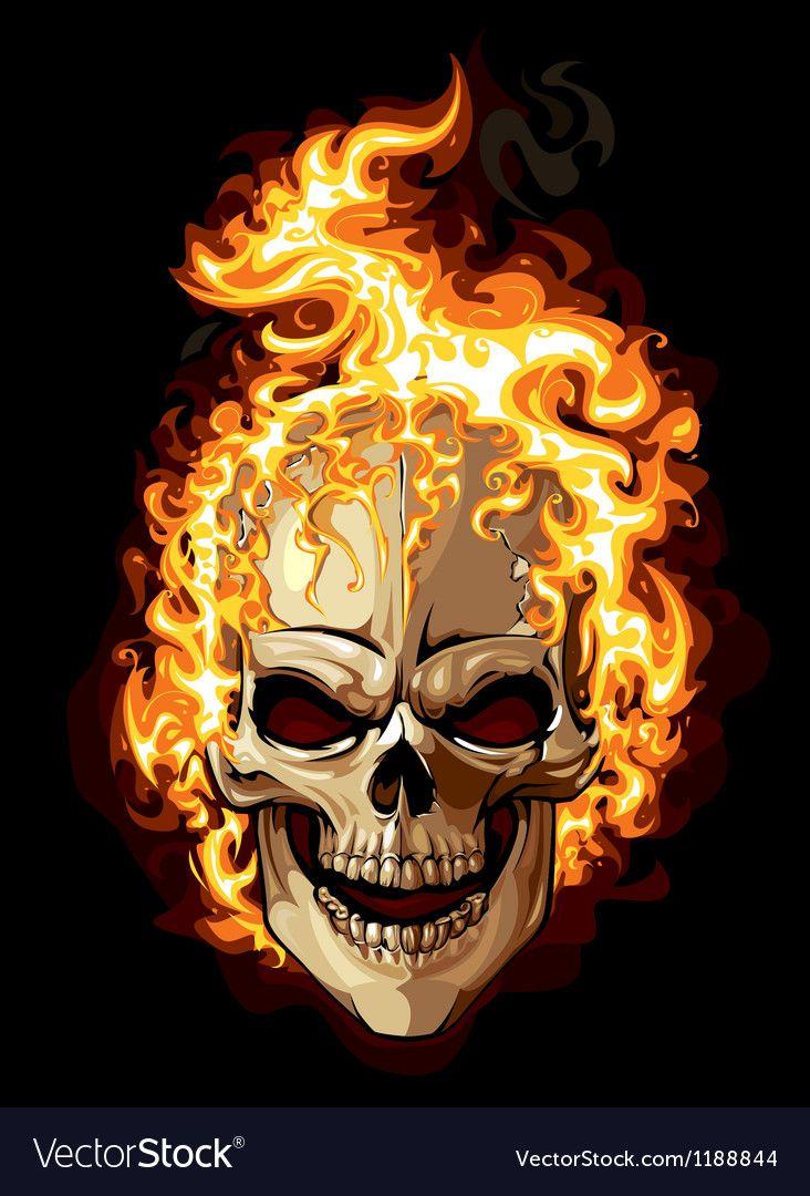 732x1080 Burning skull on black background. Tattoo style. EPS 8 vector illustration. Download a Free Preview or High Q. Ghost rider tattoo, Skulls drawing, Skull wallpaper