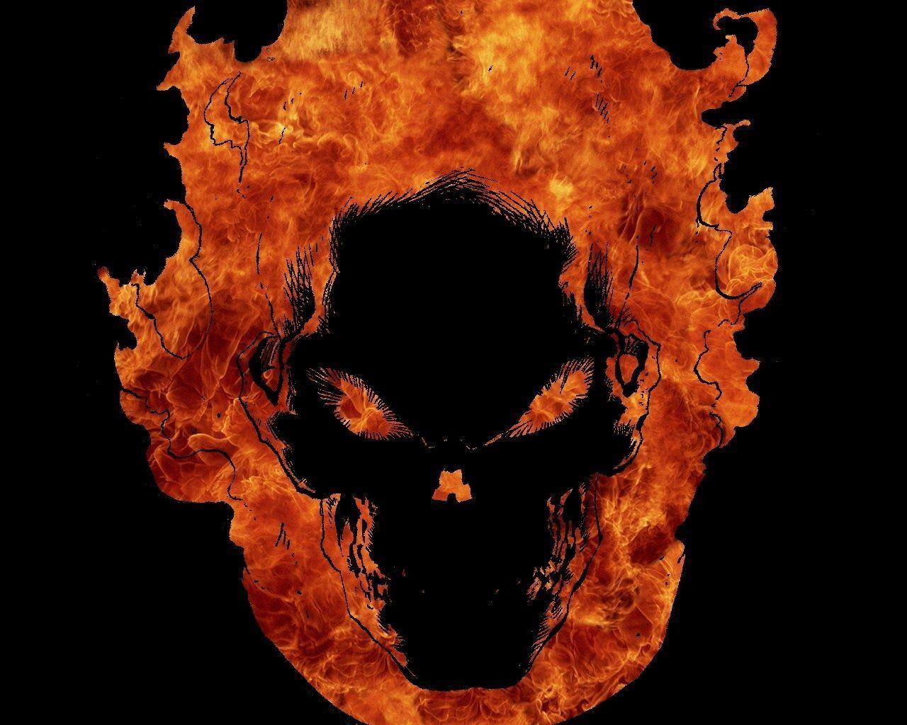 1280x1024 Blue Ghost Rider Skull Wallpaper