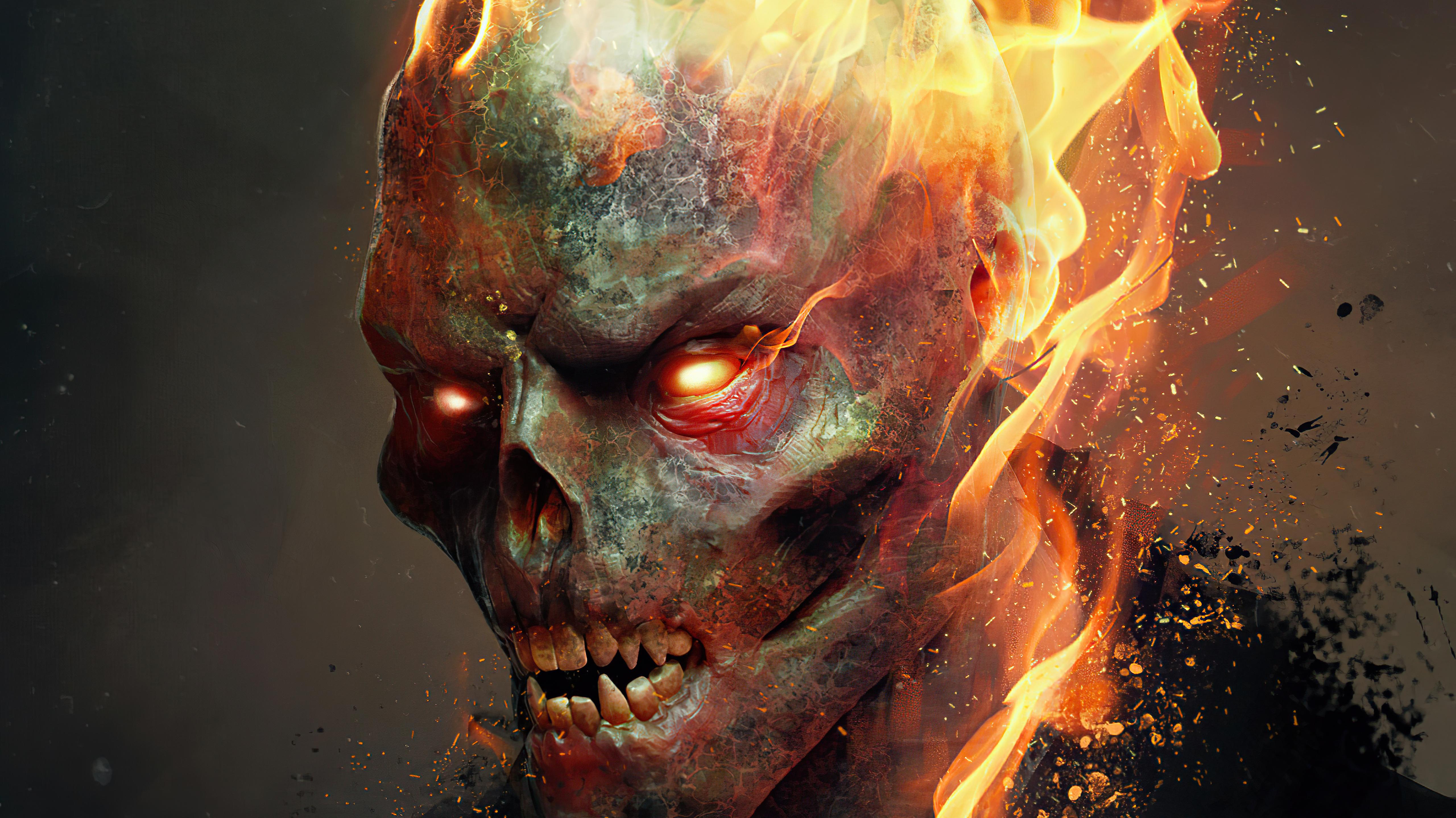 5120x2879 4K Skull Wallpaper and Background Image