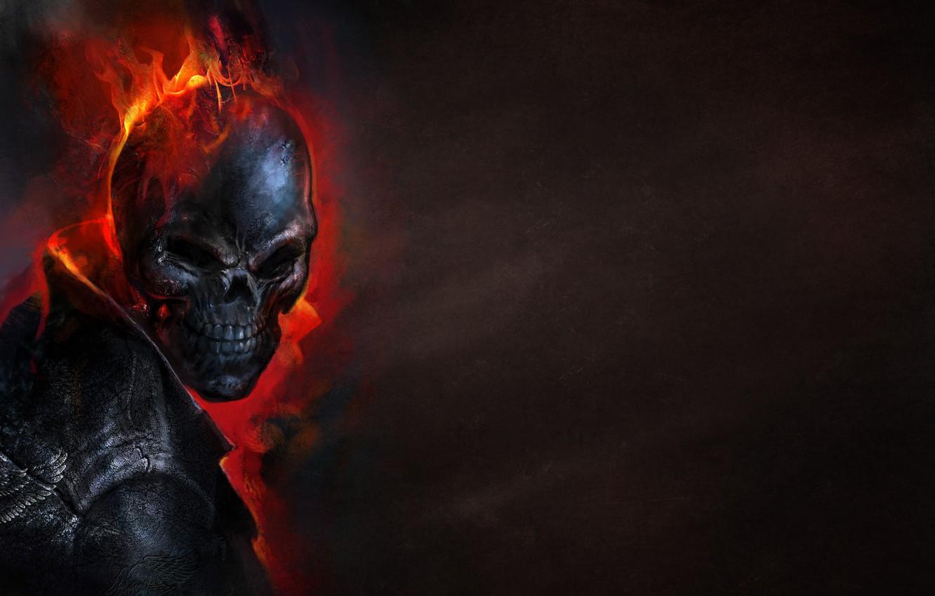 1332x850 Wallpaper the dark background, fire, skull, skeleton, Ghost Rider, Ghost rider image for desktop, section фантастика