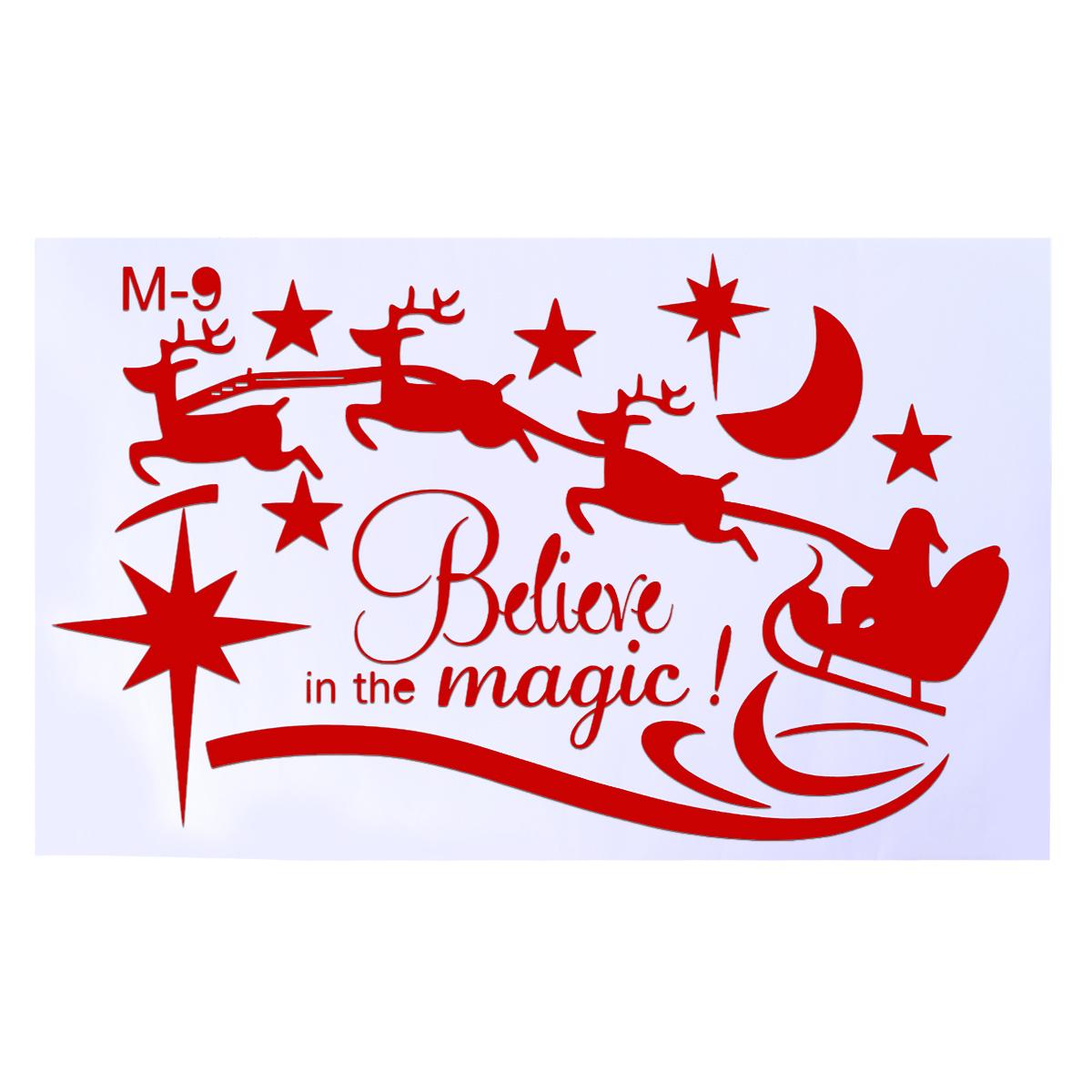 1200x1200 OUNONA Believe in The Wall Sticker Removable Christmas Art Murals Wallpaper Decals for Living Room Bedroom TV Background Decoration (Red)