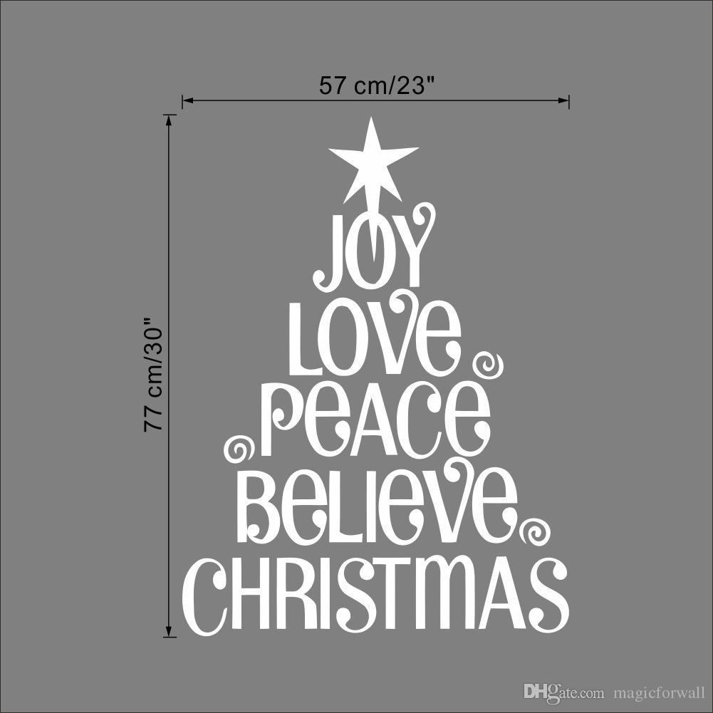 1001x1001 Joy Love Peace Believe Christmas Christmas Tree Wall Quote Decal Sticker Festival Home Lettering Wallpaper Art Poster From Magicforwall, $5.63