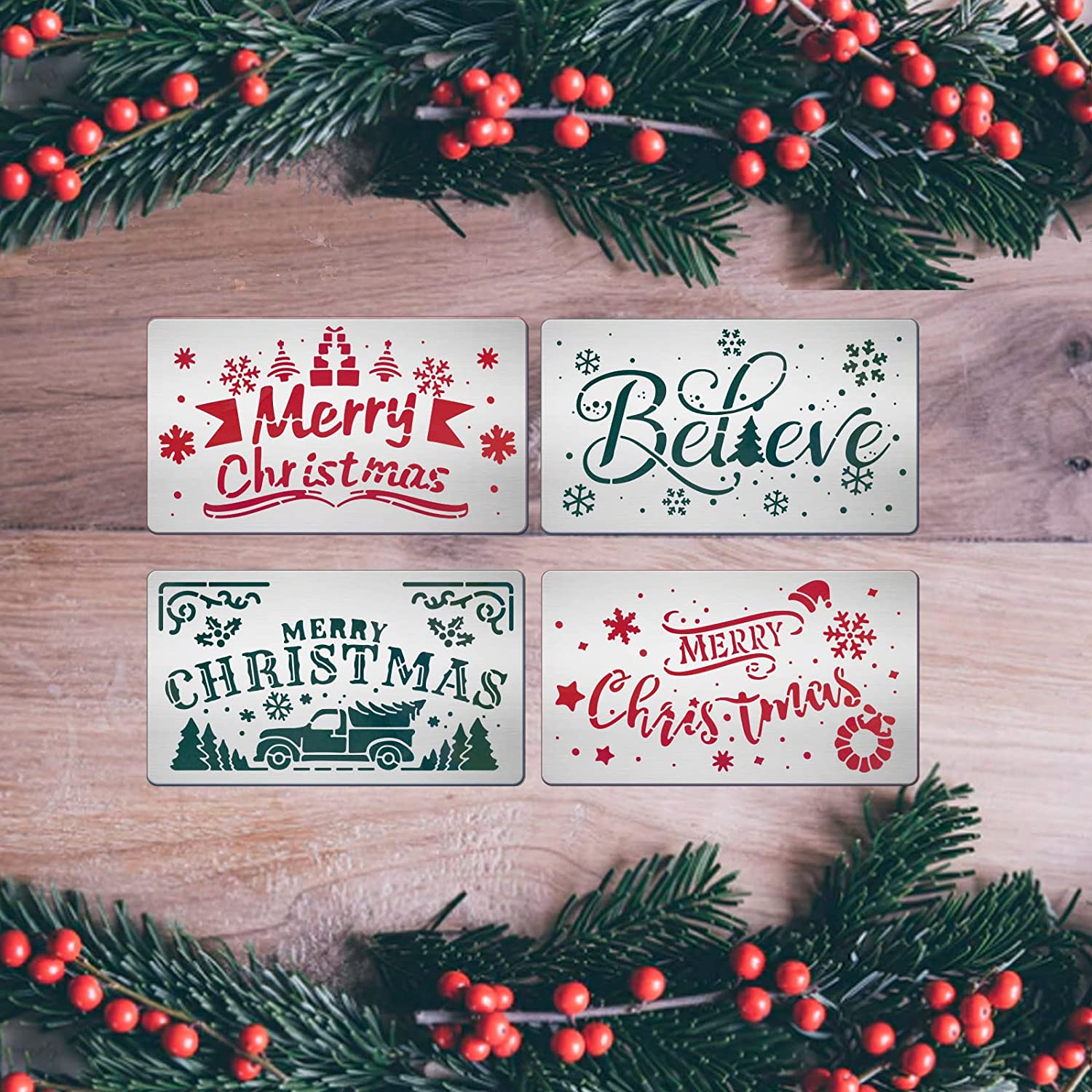 1500x1500 4Sets Merry Christmas Theme Cutting Dies Believe Letter Metal Embossing Cutting Stencils Scrapbooking Embossing Card 17.7x10.1cm. Jewelry Findings & Components
