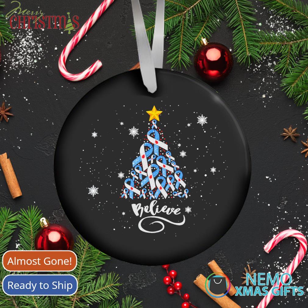 1010x1010 Diabetes Awareness Believe Ribbon Christmas Tree Ornament